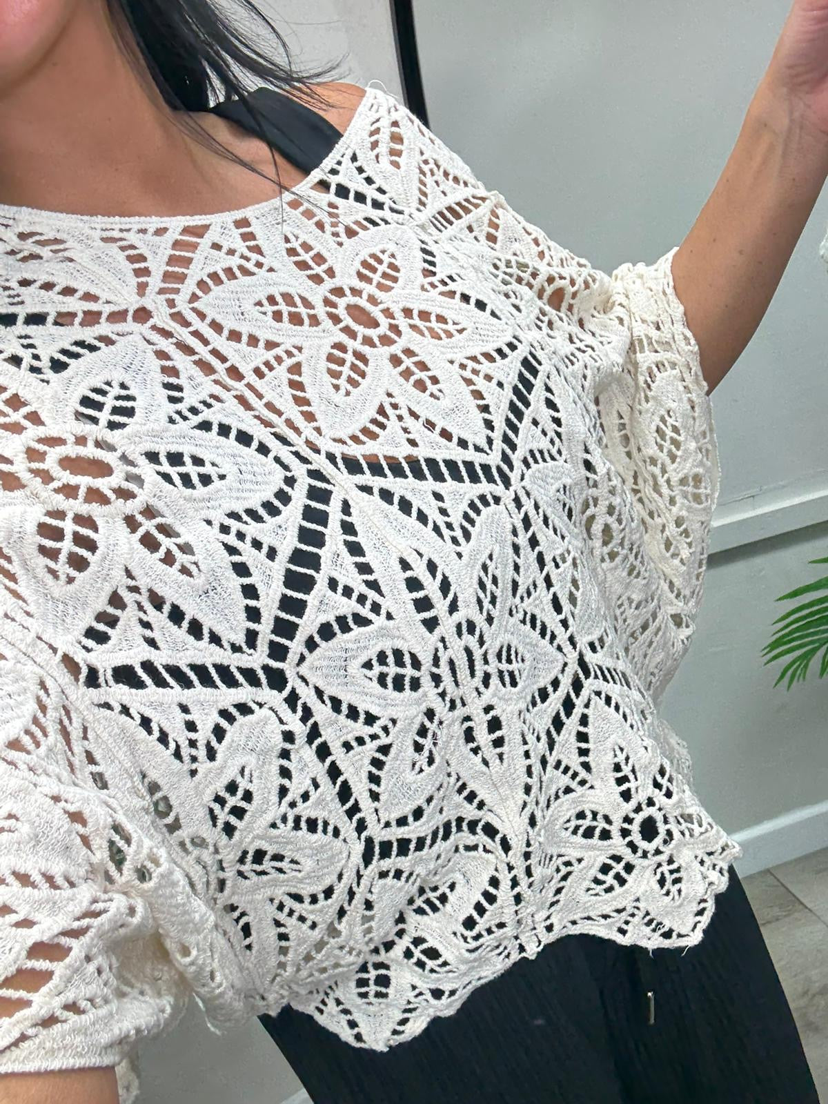 Helen Crochet Top - Beige