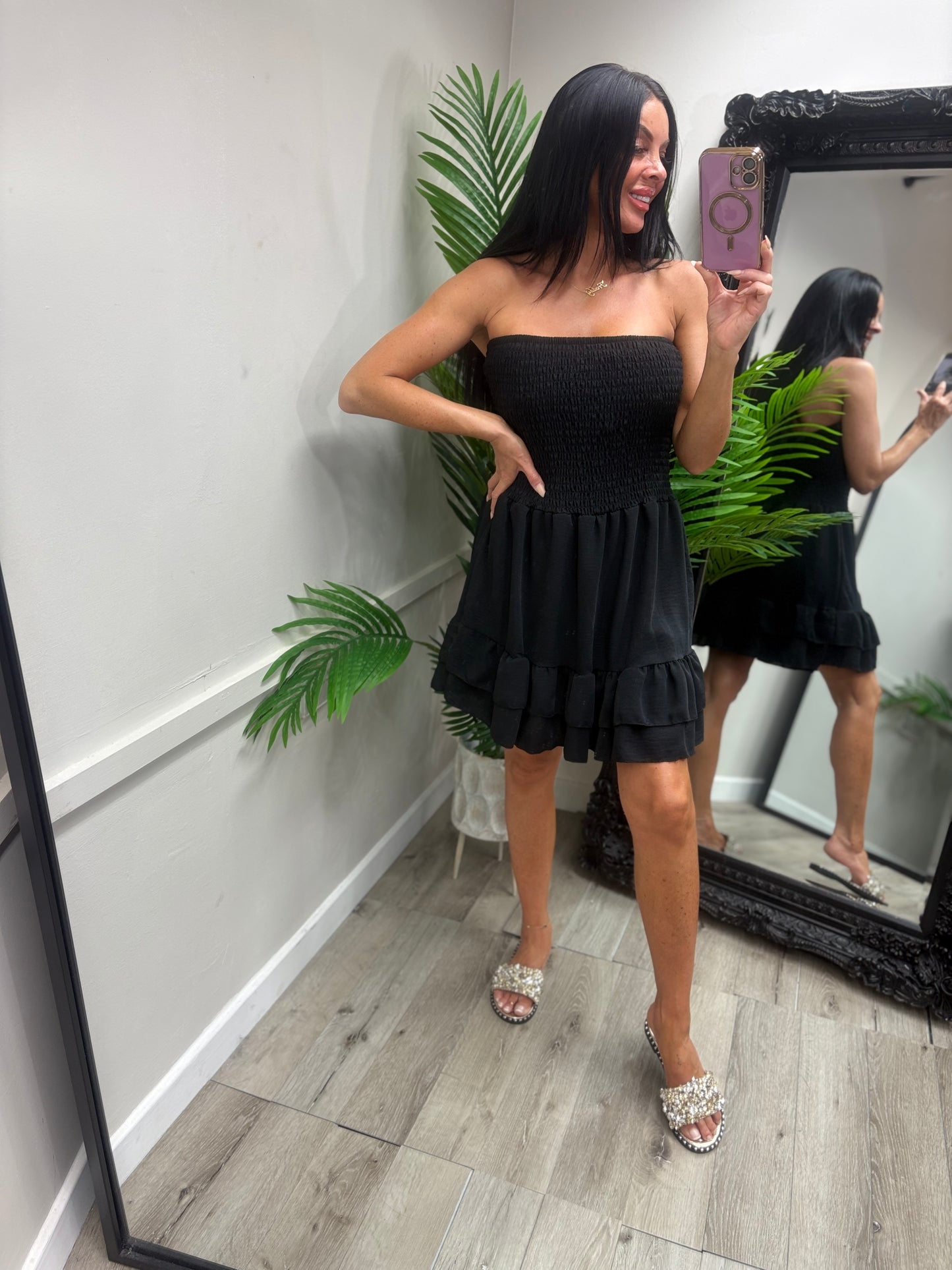 Yasmin Ruffle Dress - Black