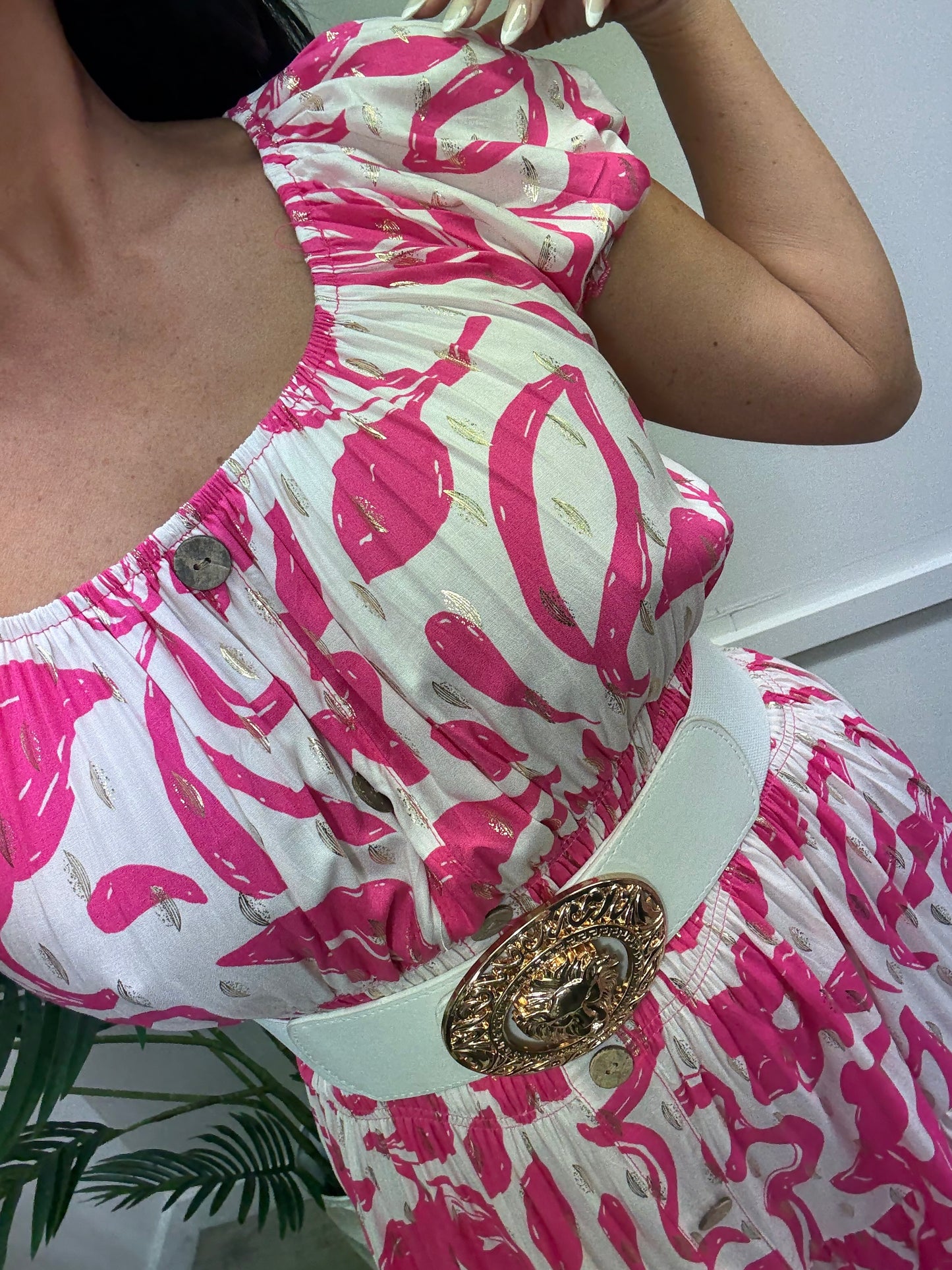 Saffron Midi Dress - Pink
