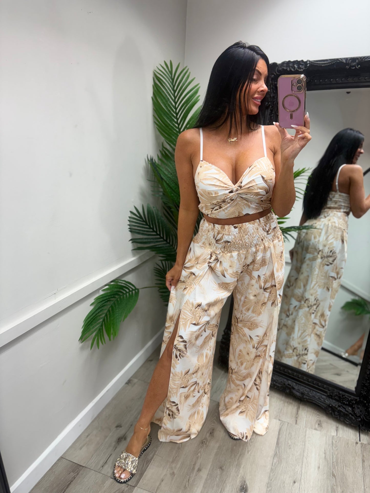 Palma Co-Ord - Beige/White