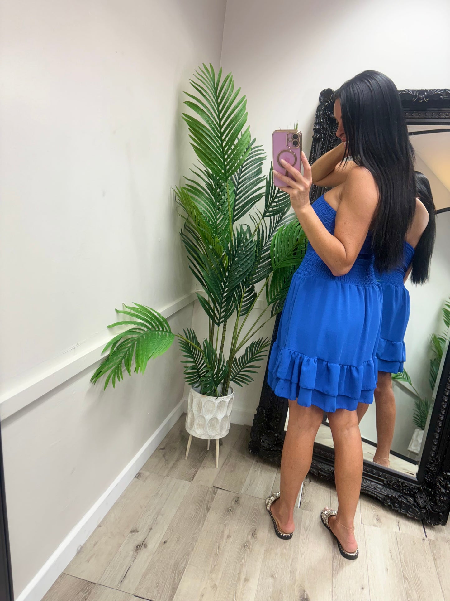 Yasmin Ruffle Dress - Royal blue