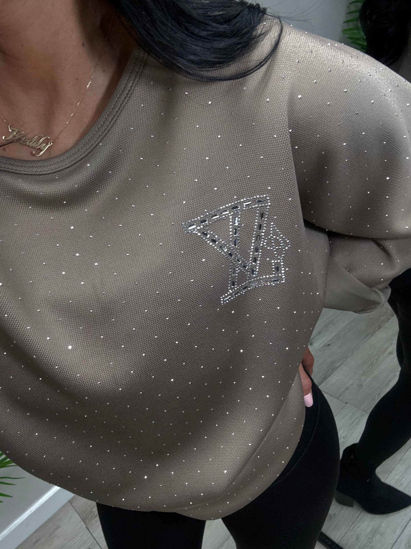Abigail Diamanté Top - Mocha