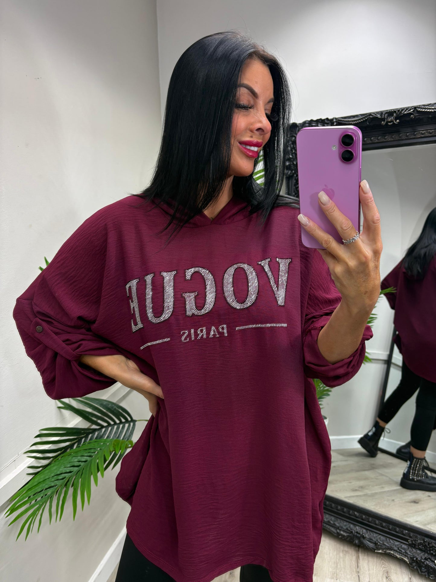 Kennedy Glitz Hoodie - Wine