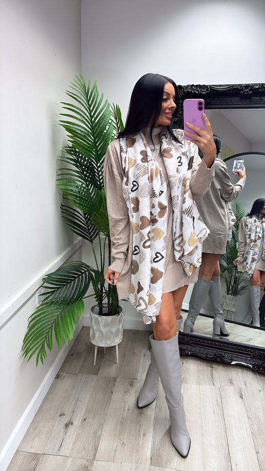 Heart Scarf - Cream