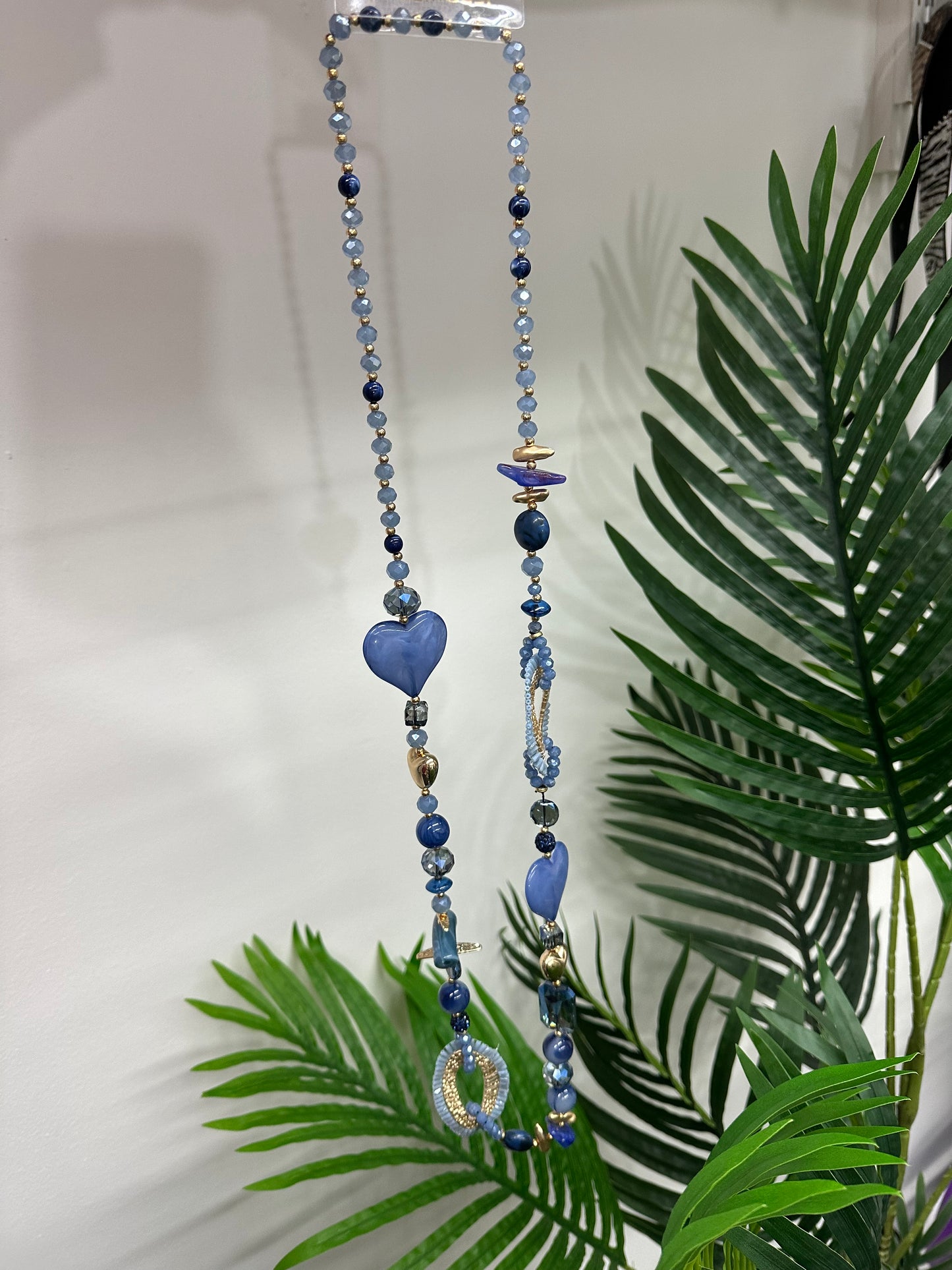 Heart Charm Necklace - Blue