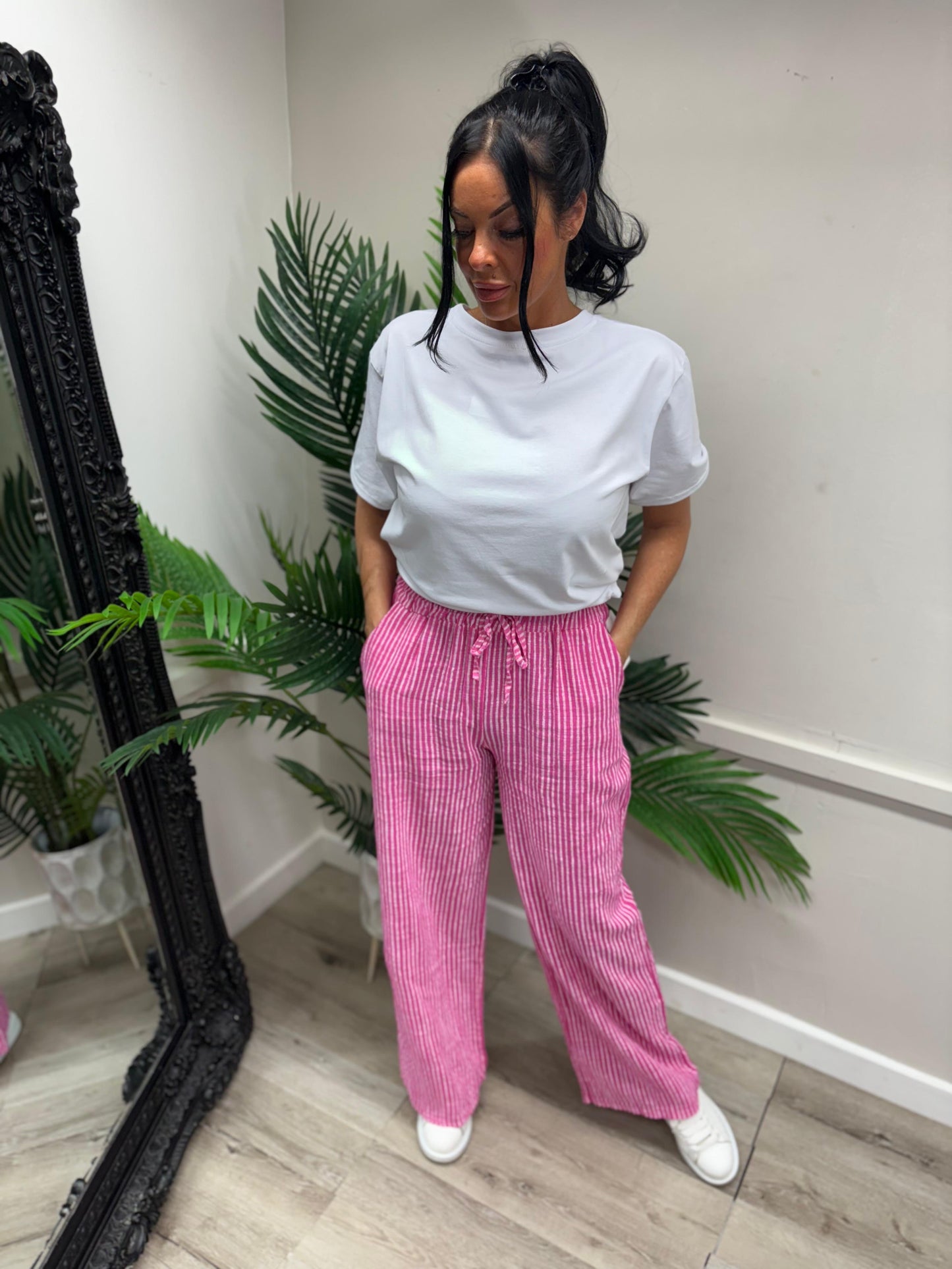 Helena Stripe Trousers - Pink