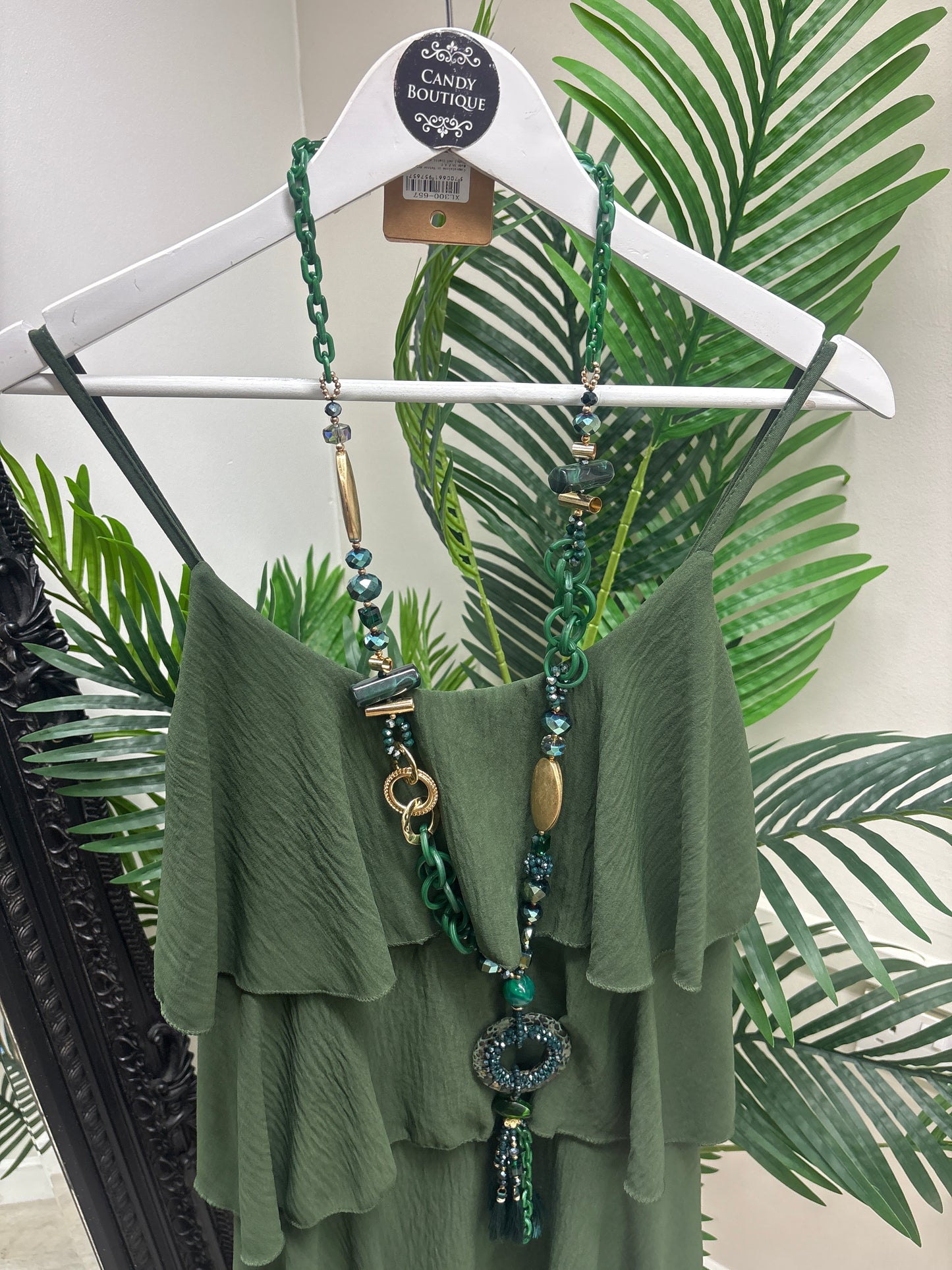 Green Tassel Necklace