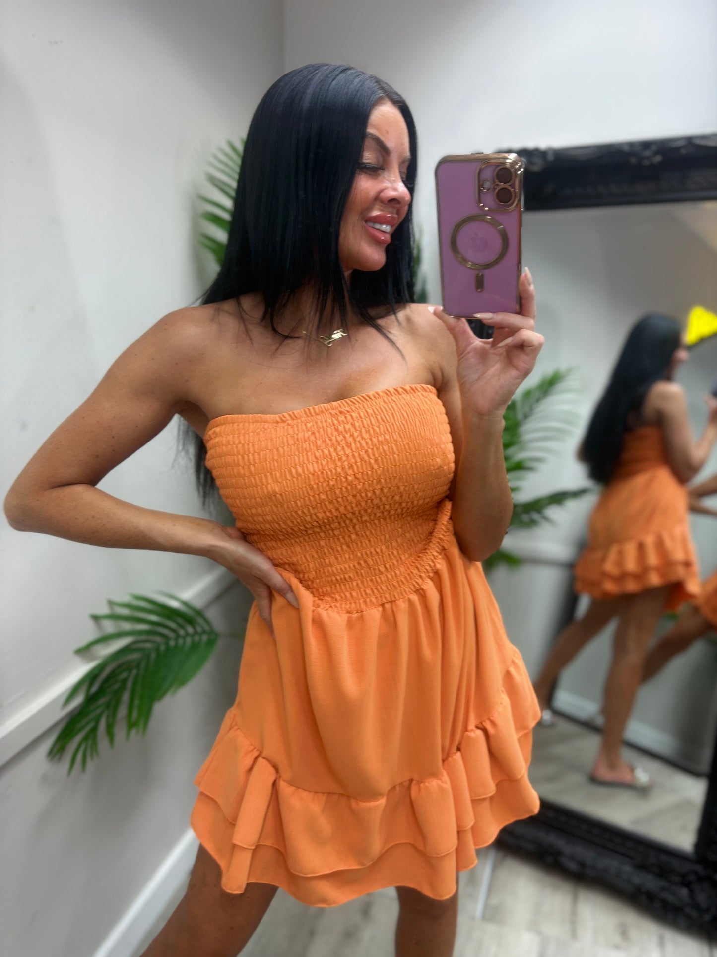 Yasmin Ruffle Dress - Orange