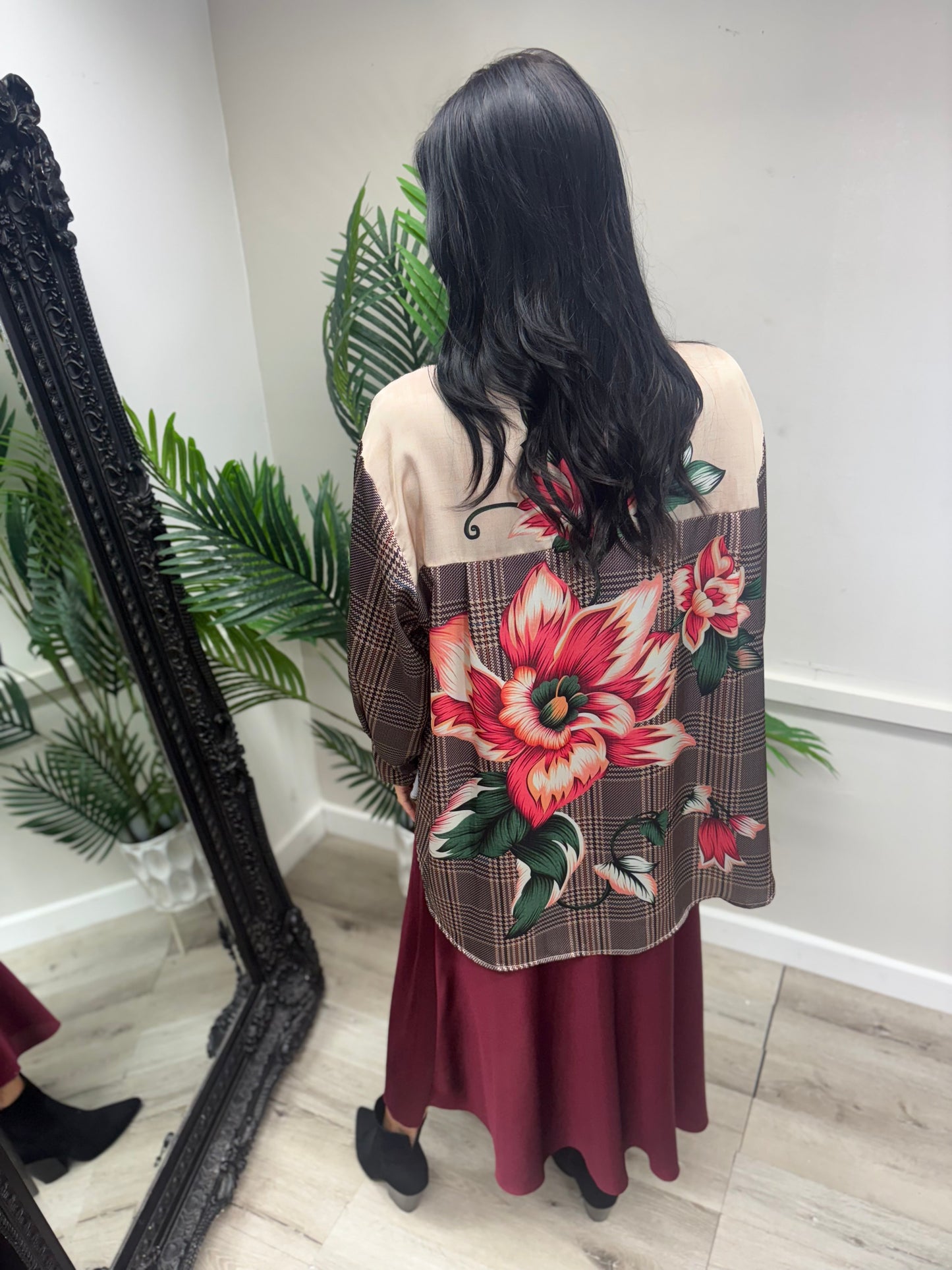 Leopard Satin Shirt - flower
