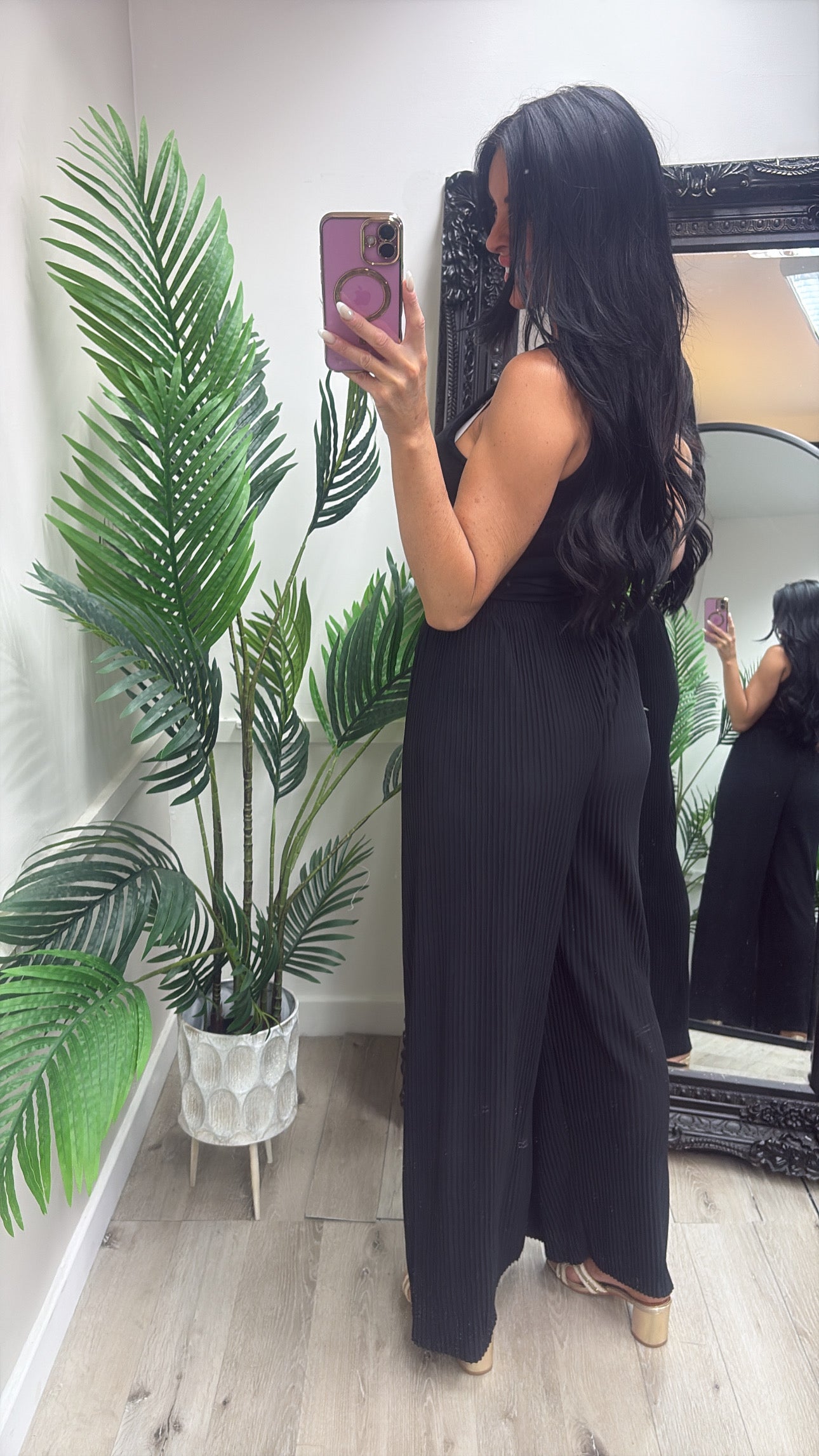 Black Crinkle Trousers