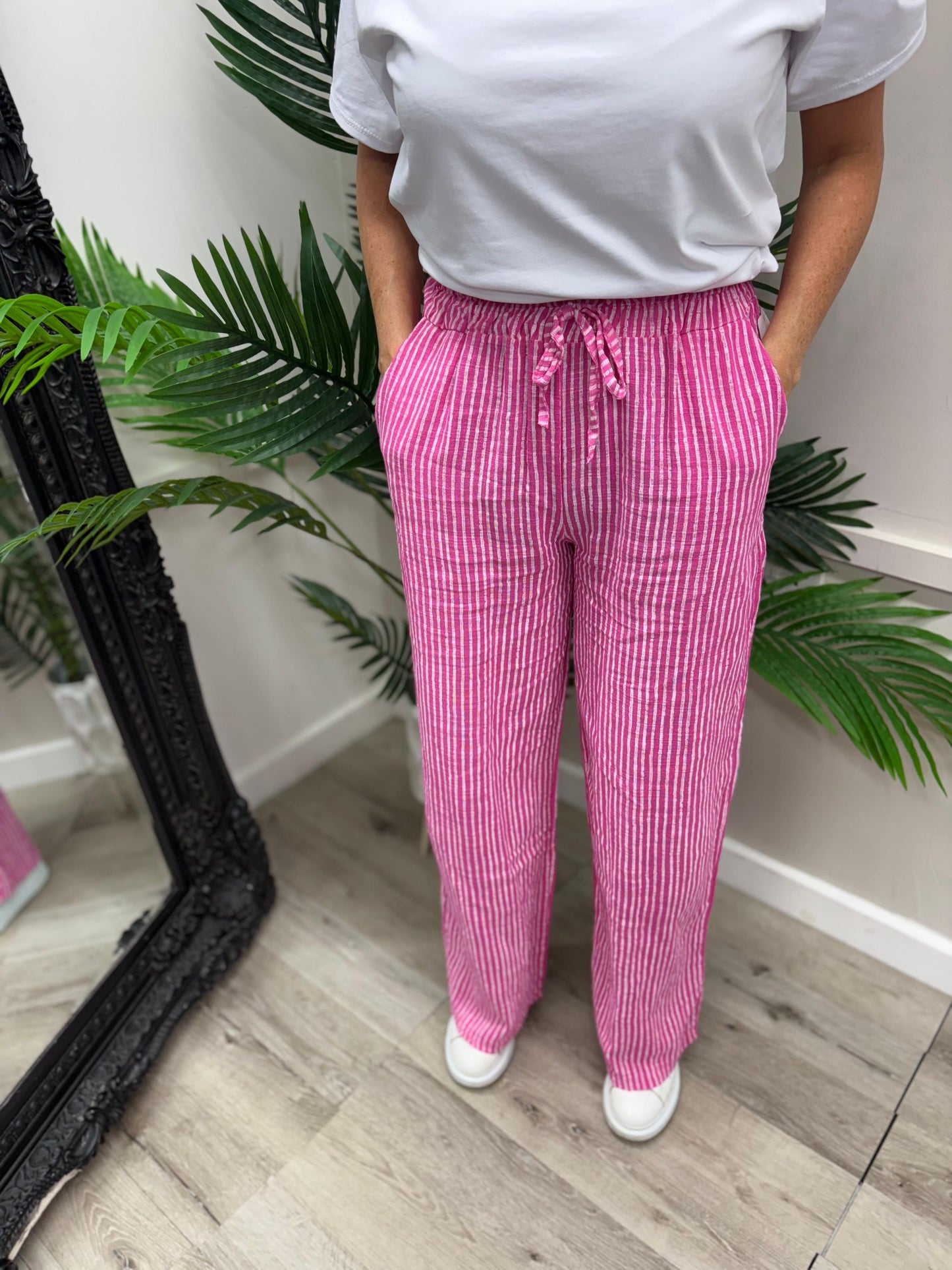 Helena Stripe Trousers - Pink
