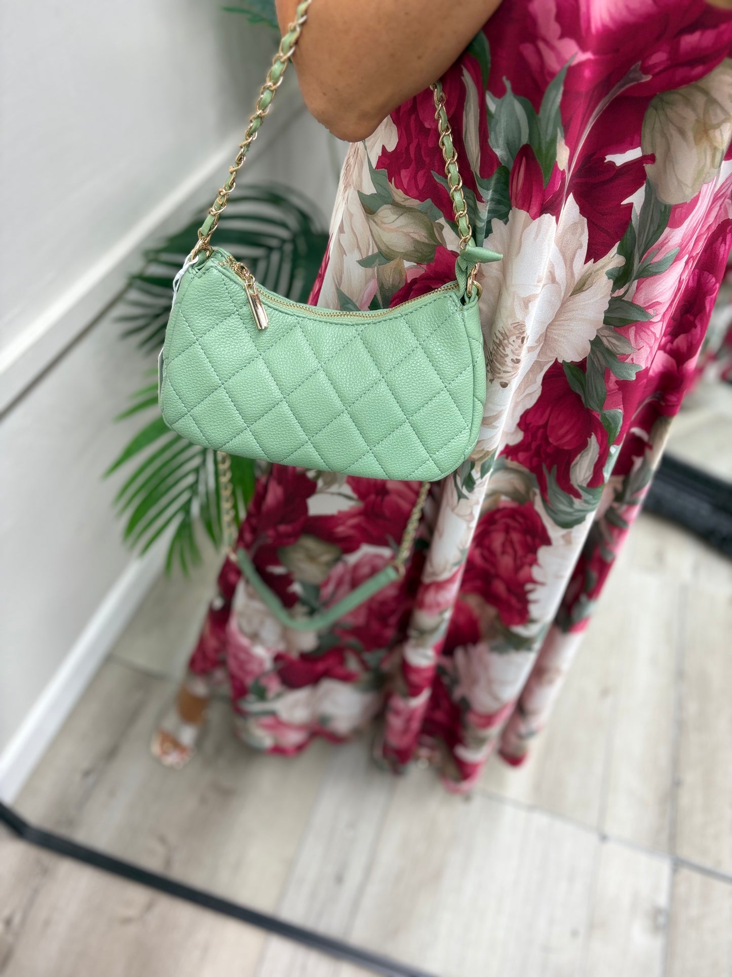 Quilted Chain Bag - Khaki