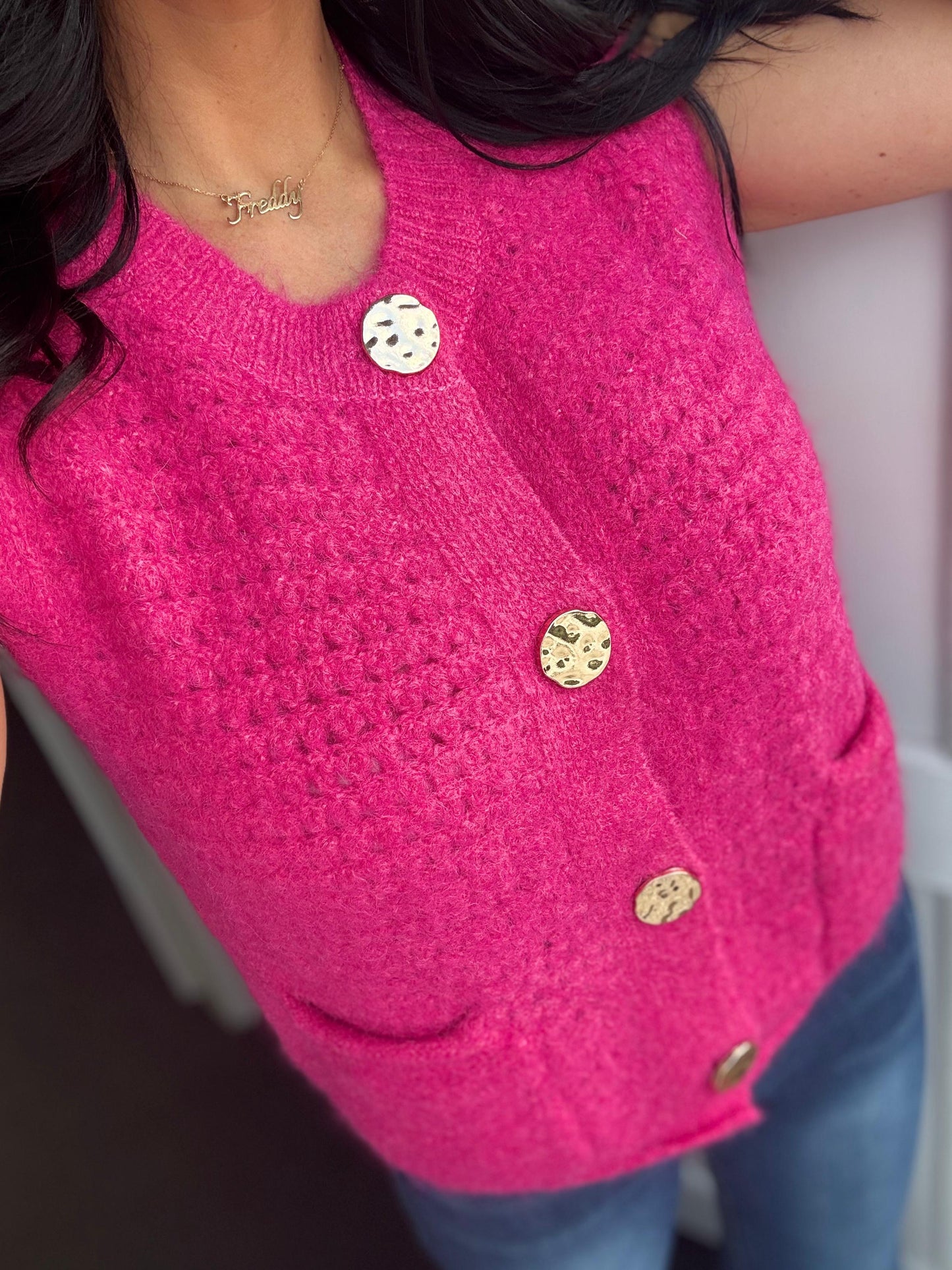 Shakira Button Top - Pink