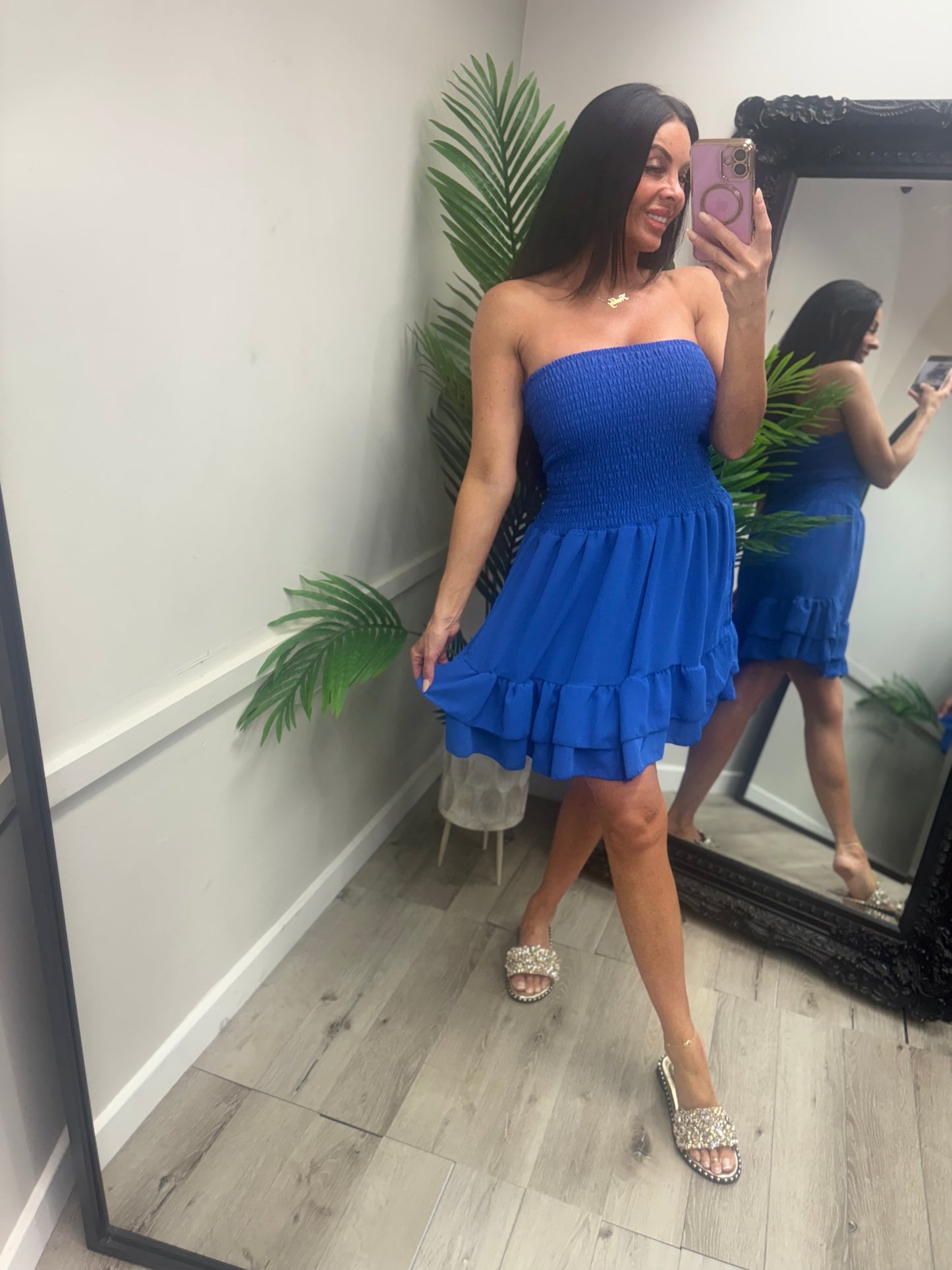 Yasmin Ruffle Dress - Royal blue