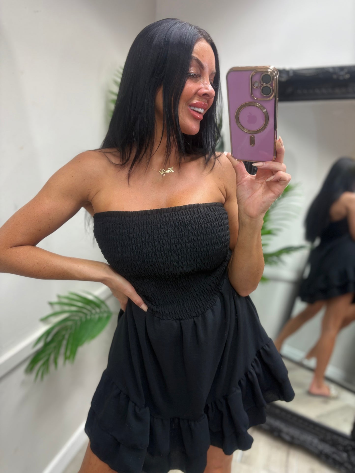 Yasmin Ruffle Dress - Black