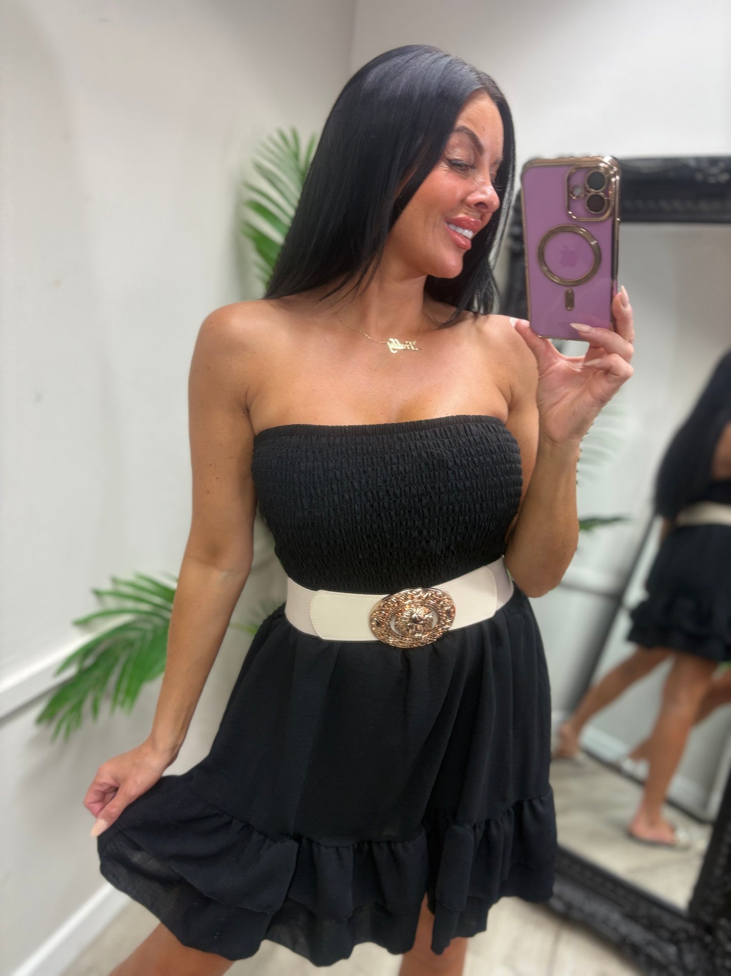Yasmin Ruffle Dress - Black