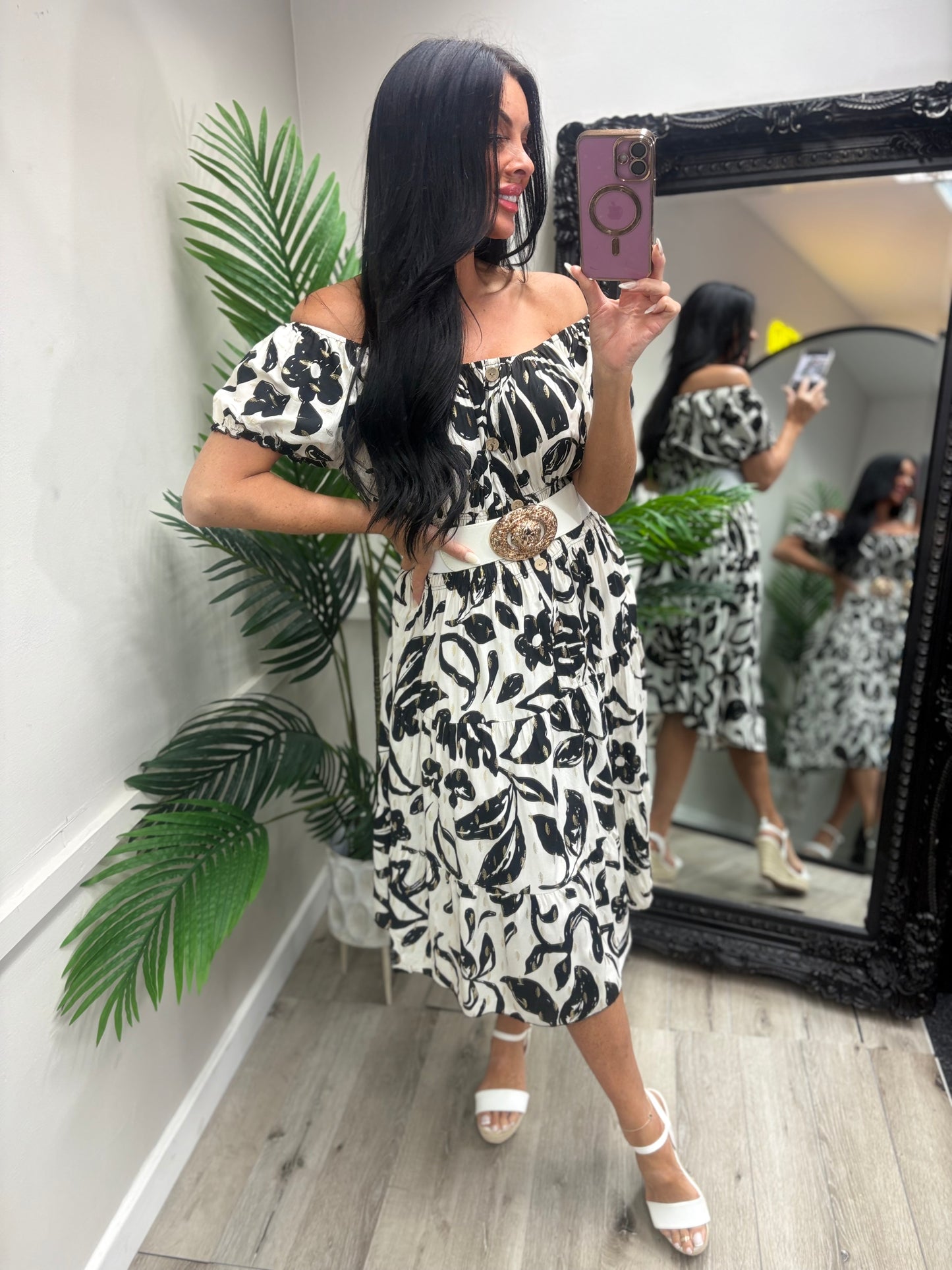 Saffron Midi Dress - Black