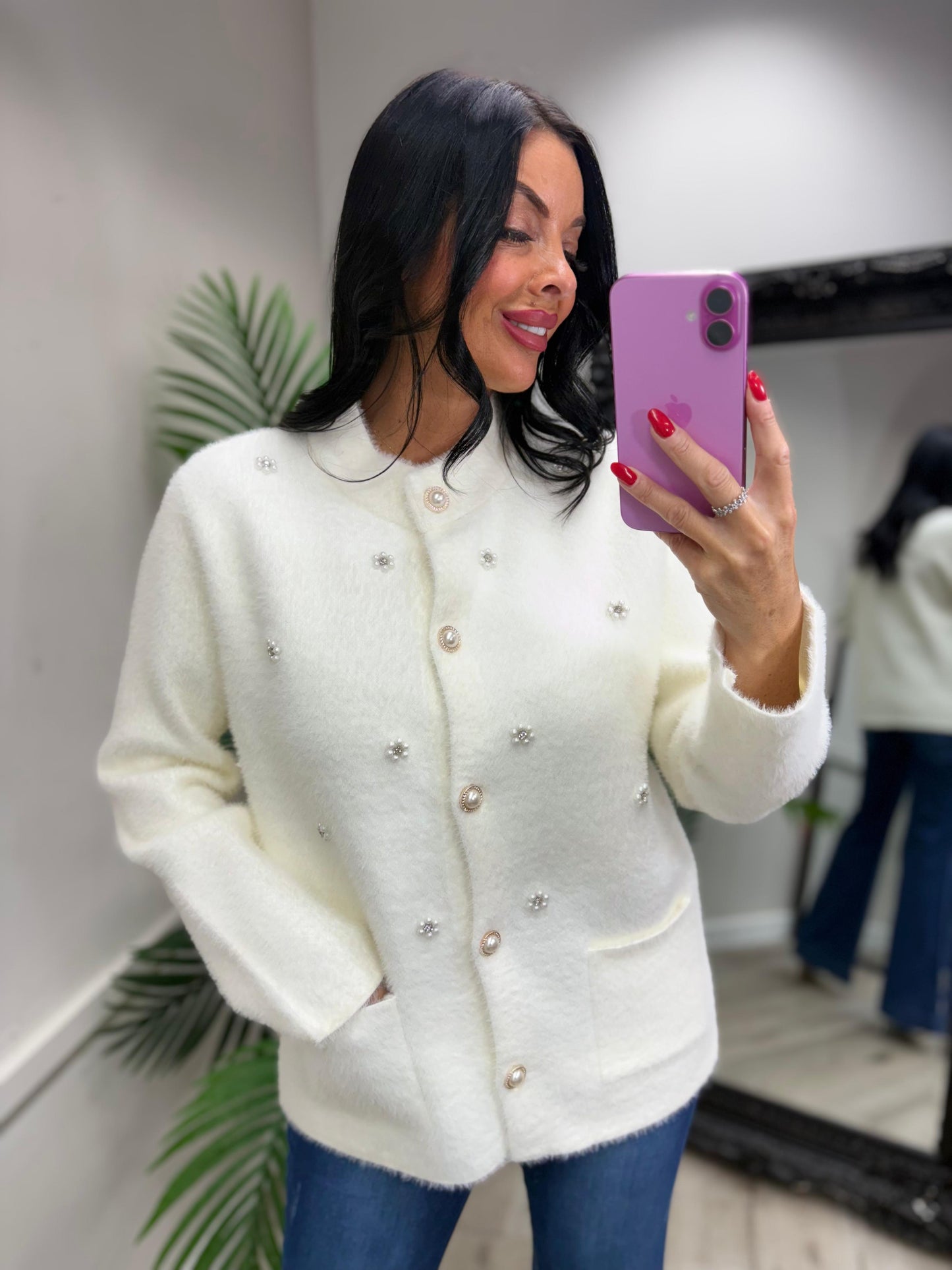 Pearly Cardigan - White