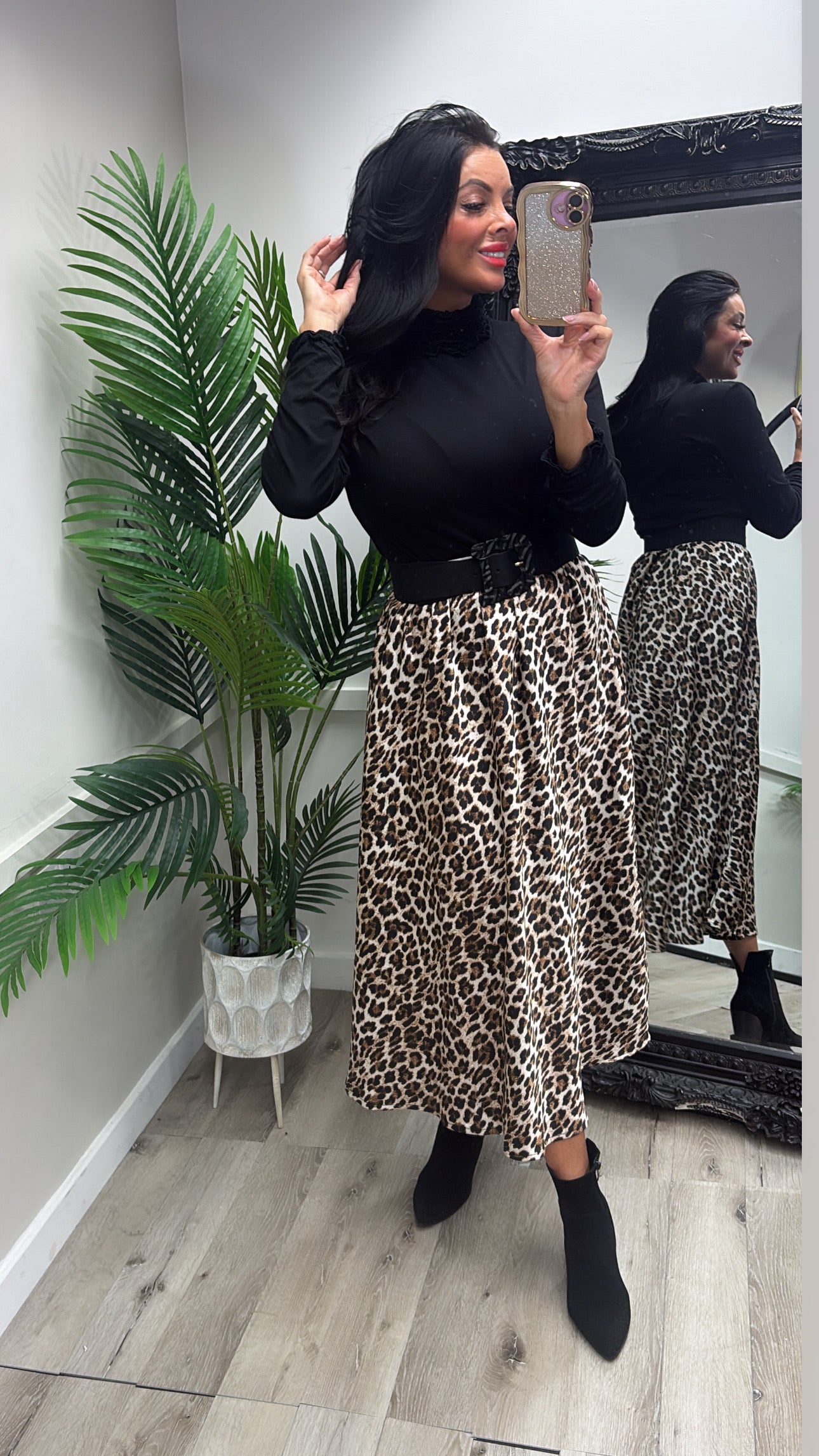 Lara Satin Skirt - Leopard