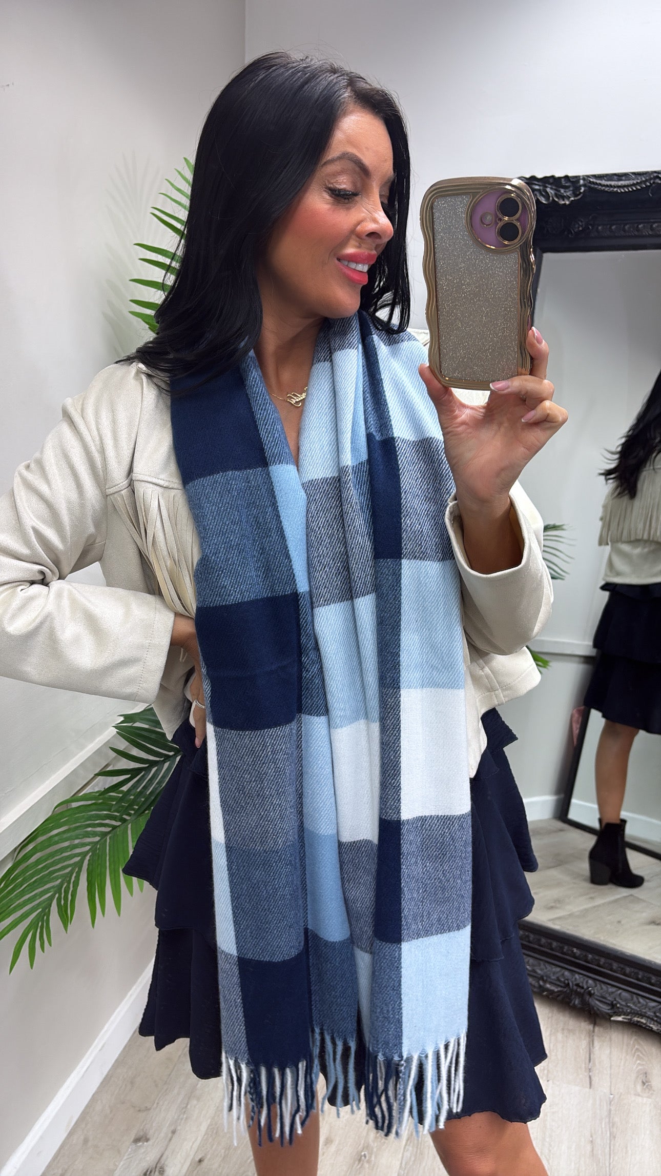 Check Blue Scarf