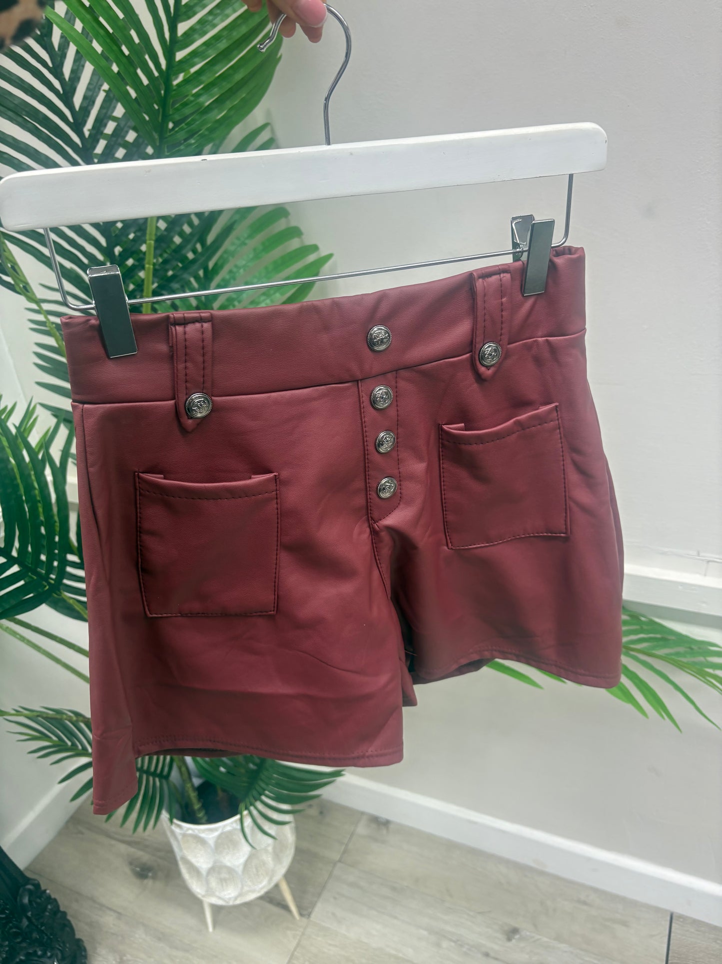 PU Wine Shorts