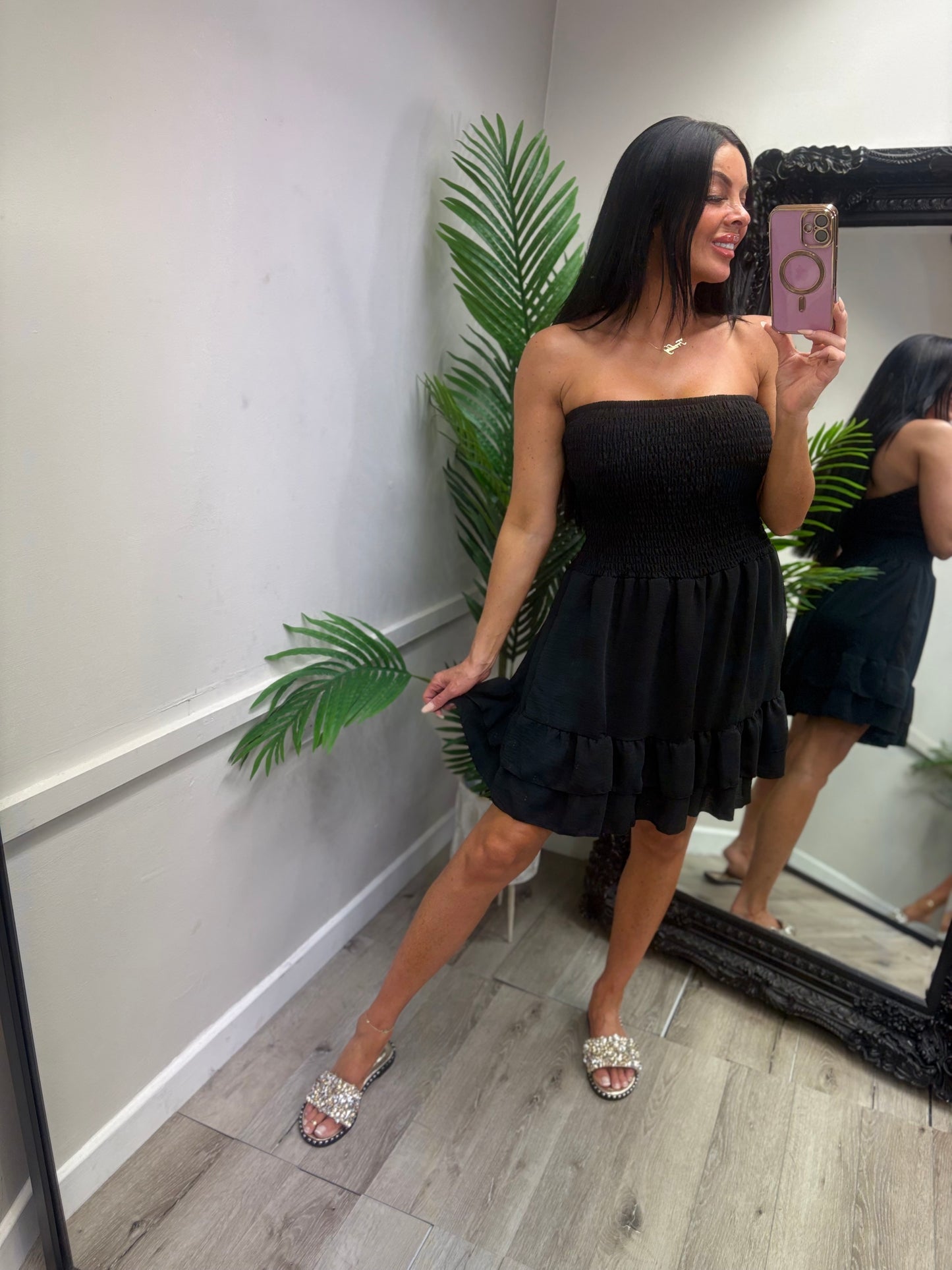 Yasmin Ruffle Dress - Black