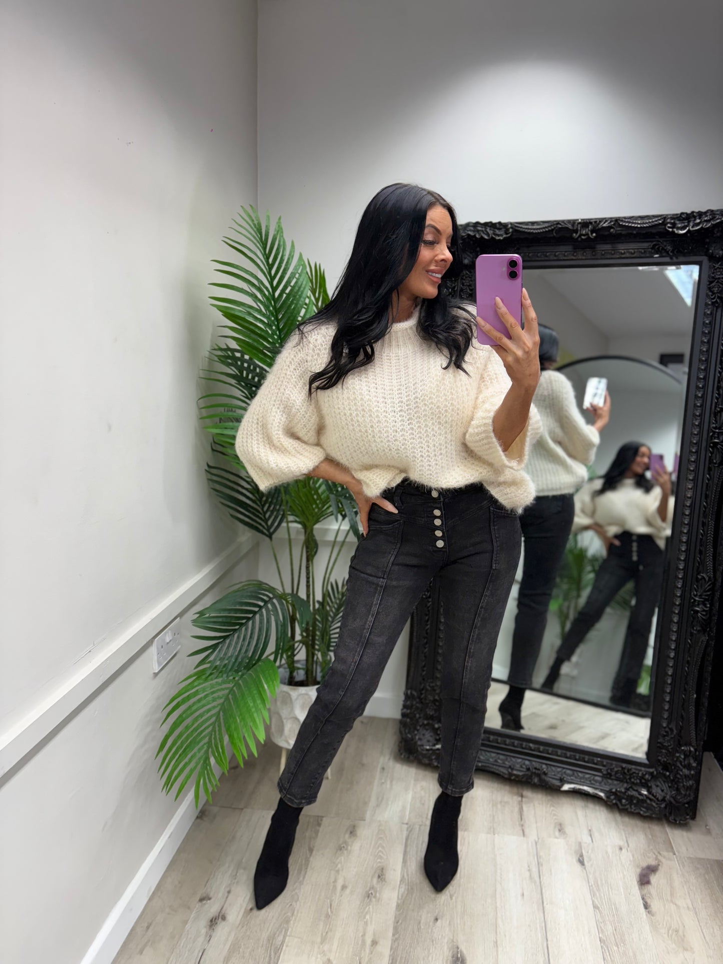 High Waisted Charcoal Jeans