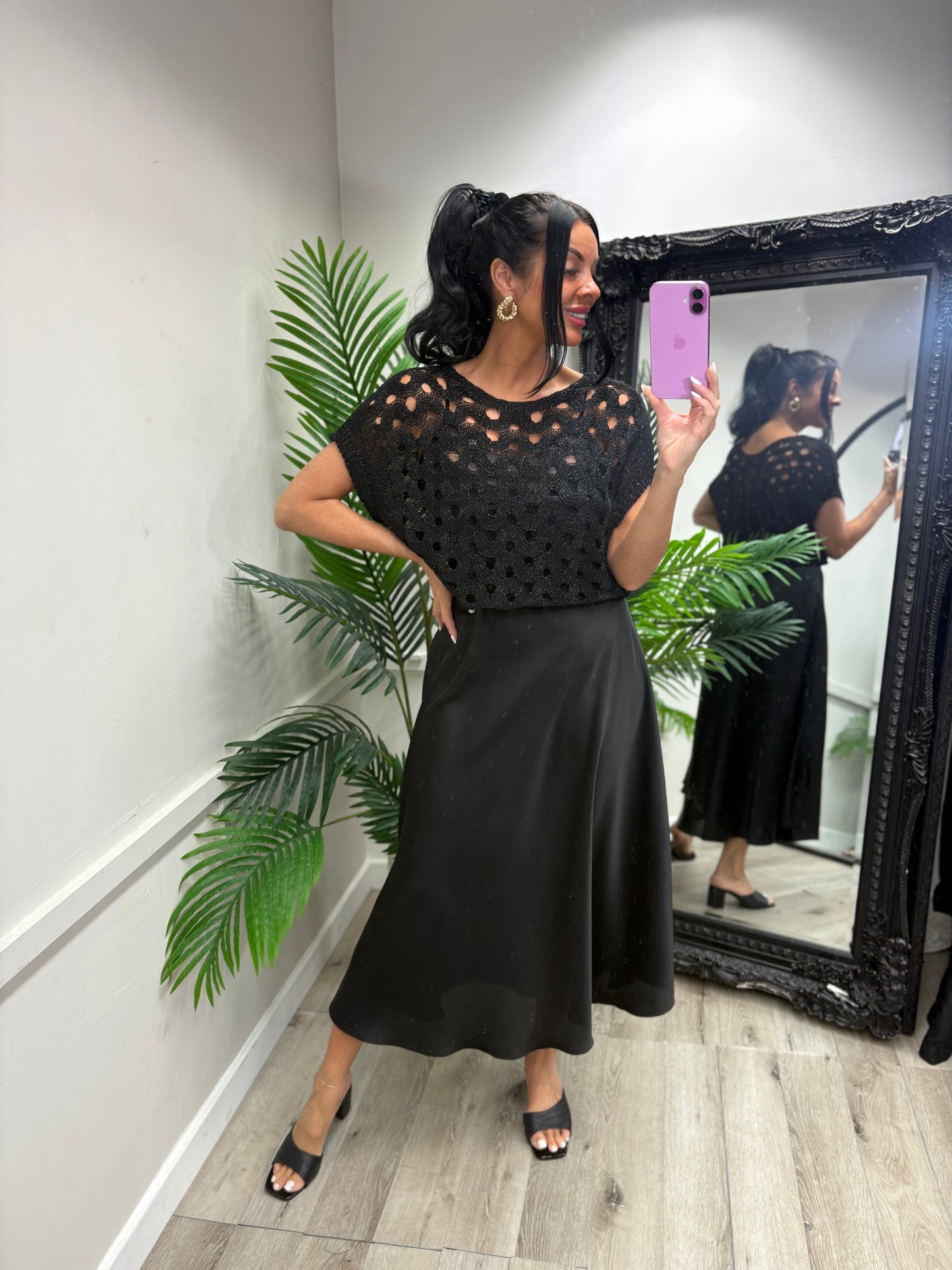 Patsy Shimmer Top - Black
