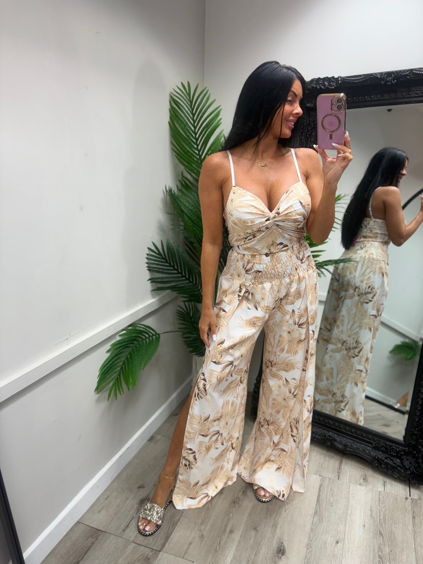 Palma Co-Ord - Beige/White