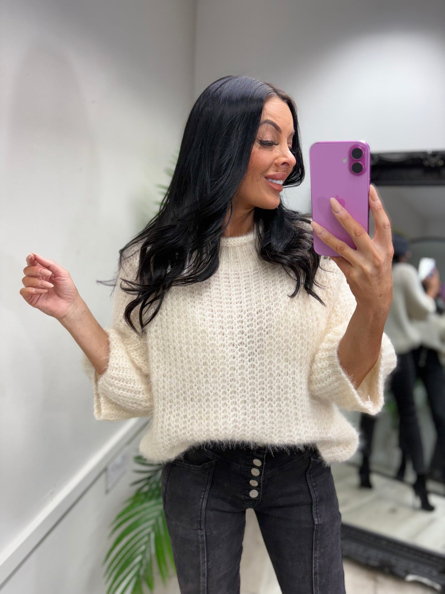 Rita Fuzzy Jumpers - Cream