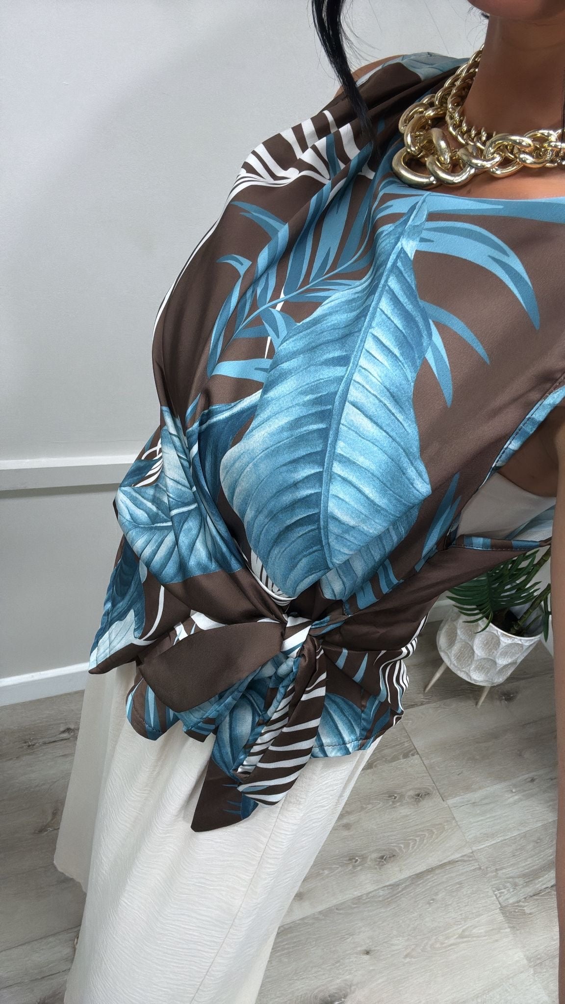 Luna Top - Brown/Blue