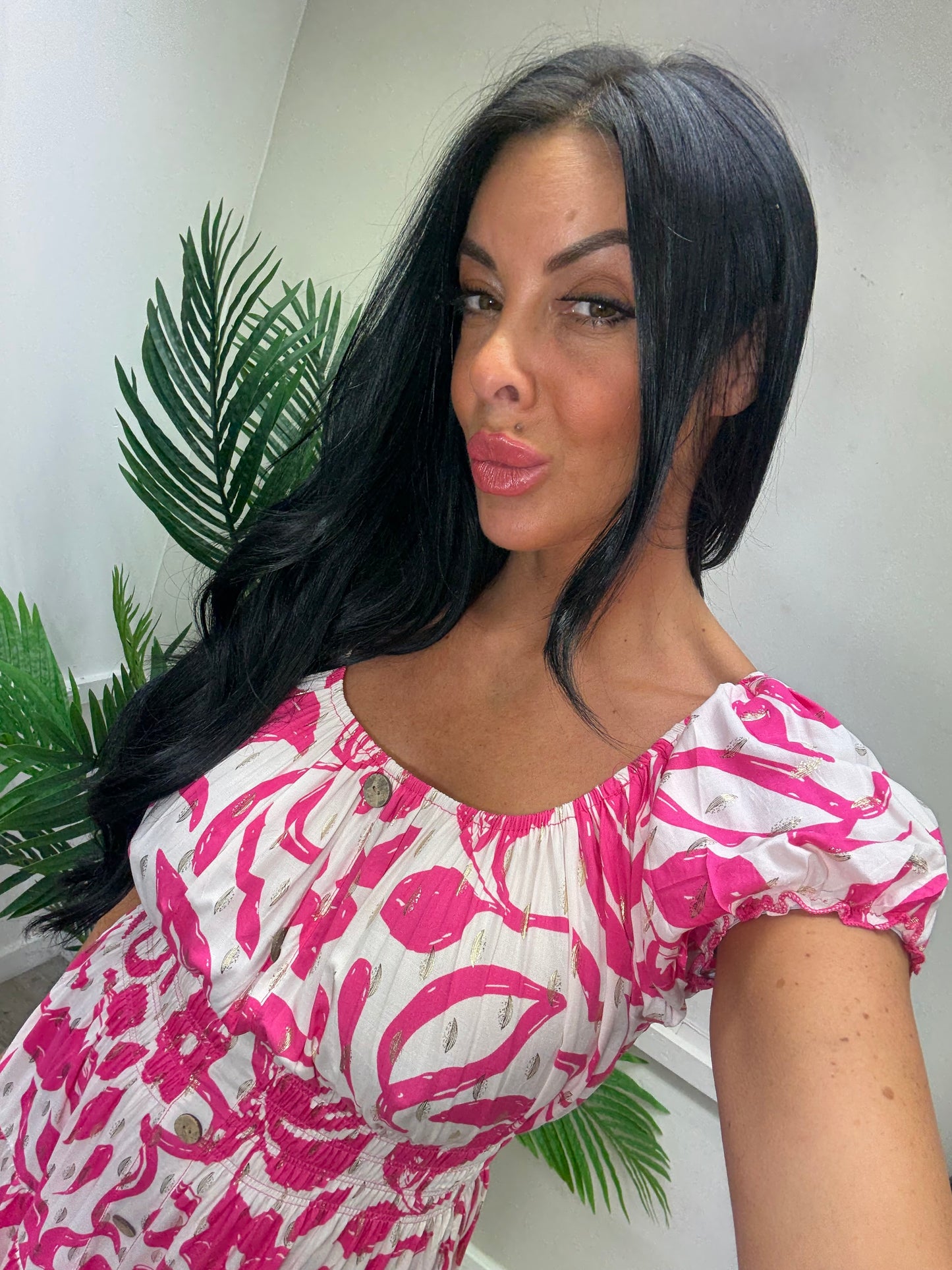 Saffron Midi Dress - Pink