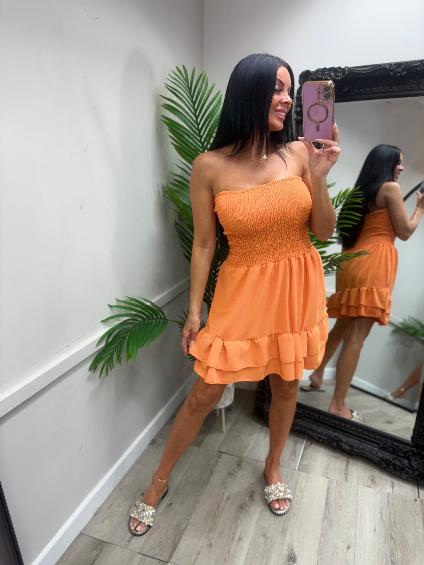 Yasmin Ruffle Dress - Orange