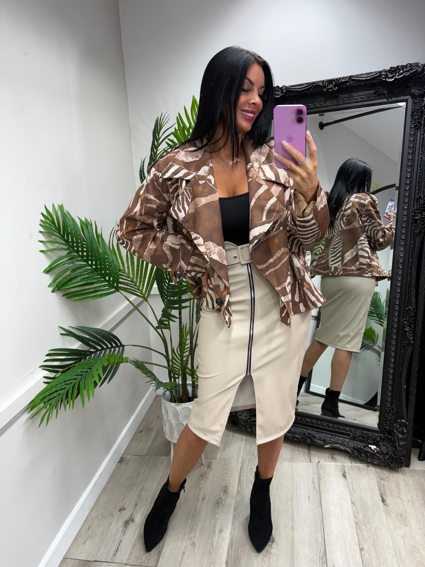 PU Beige Skirt