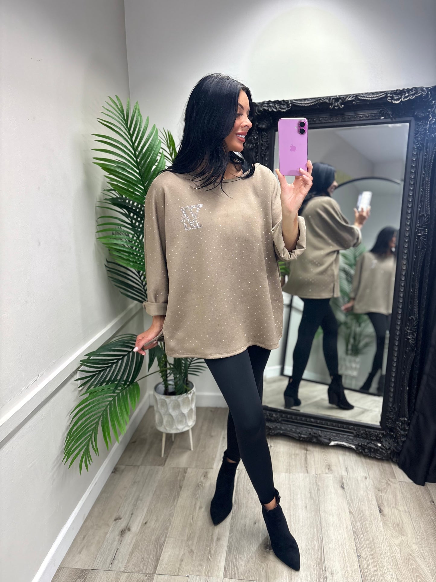 Abigail Diamanté Top - Mocha