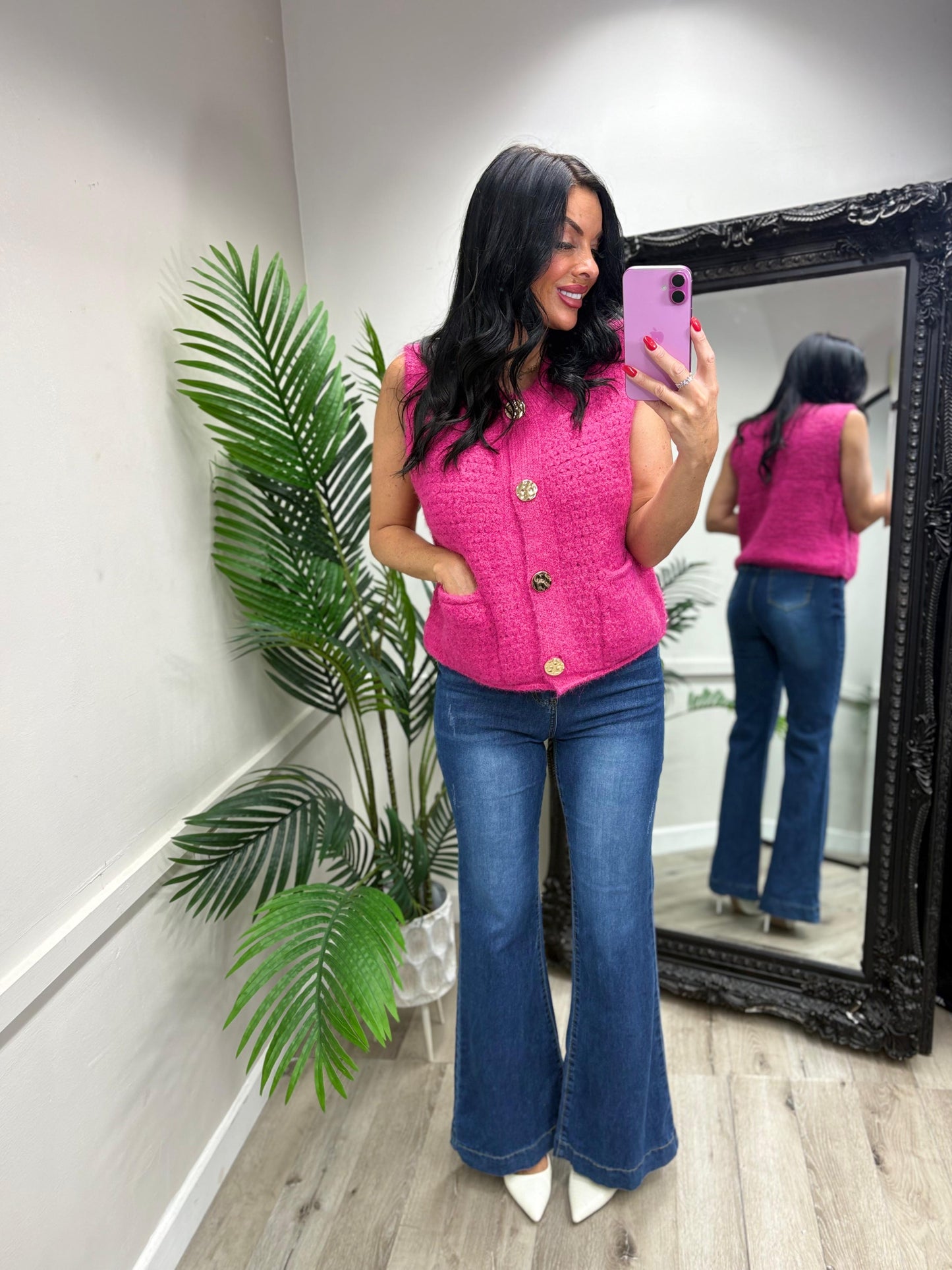 Shakira Button Top - Pink