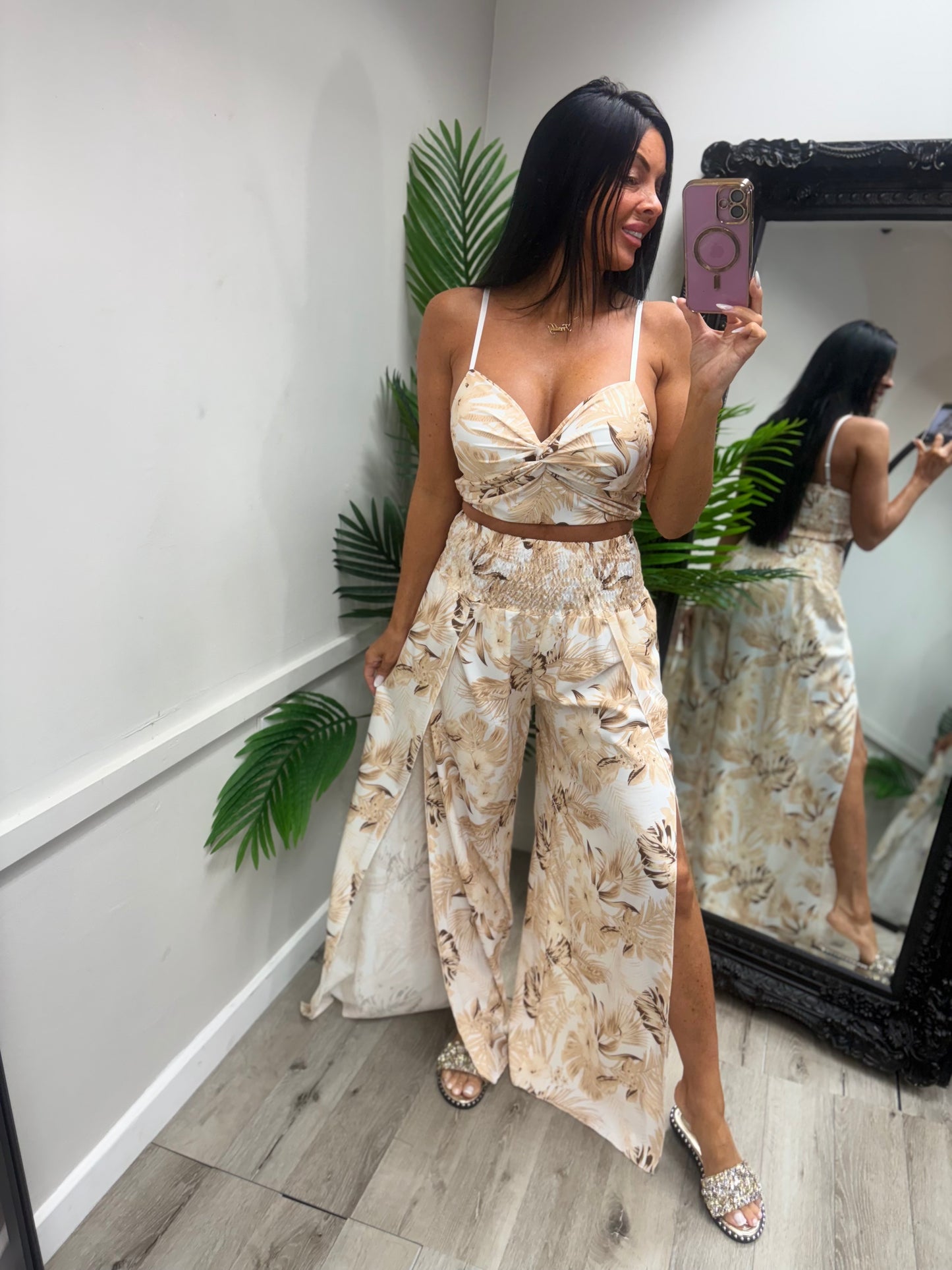 Palma Co-Ord - Beige/White