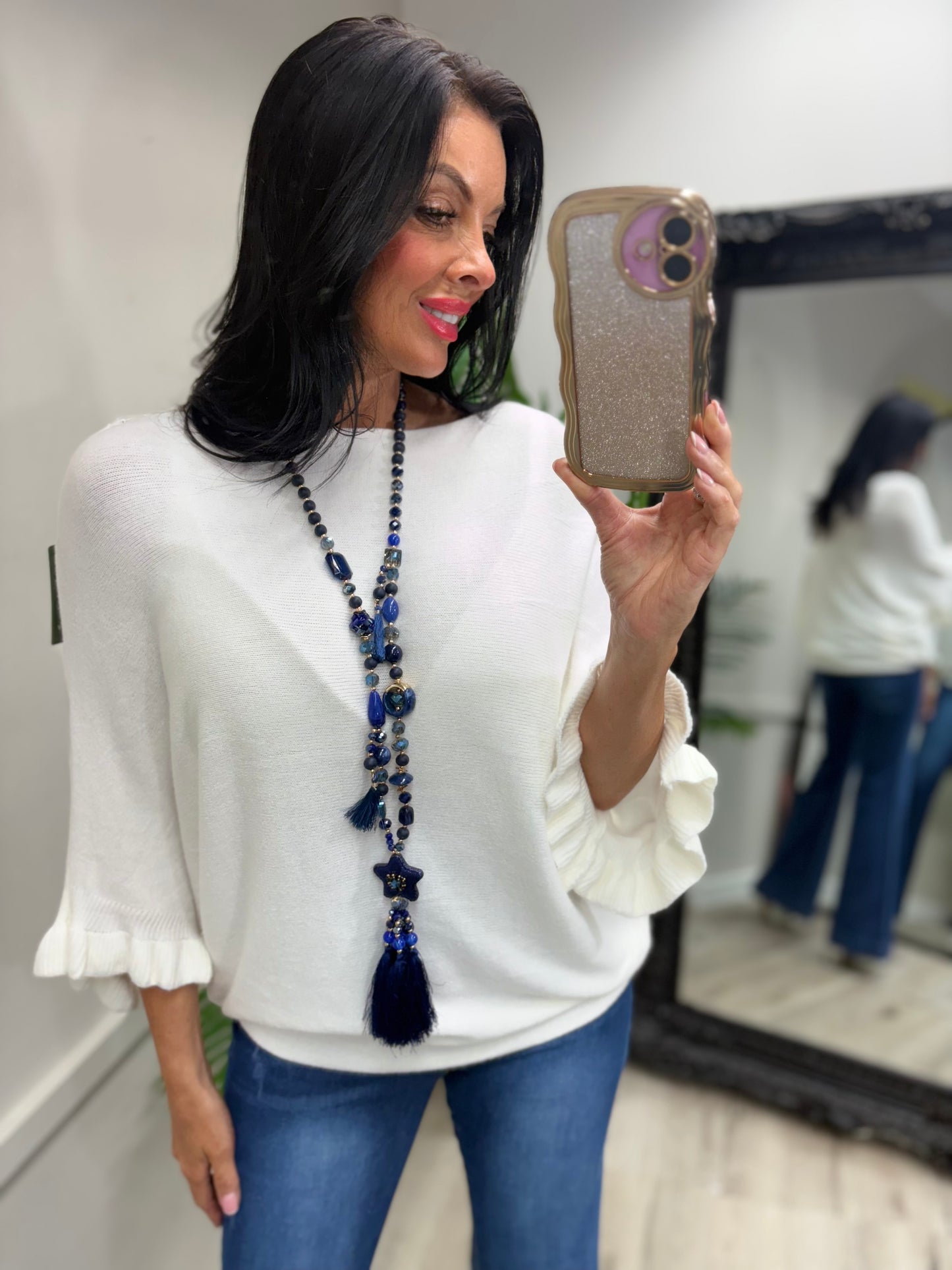 Blue Star Tassel Necklace
