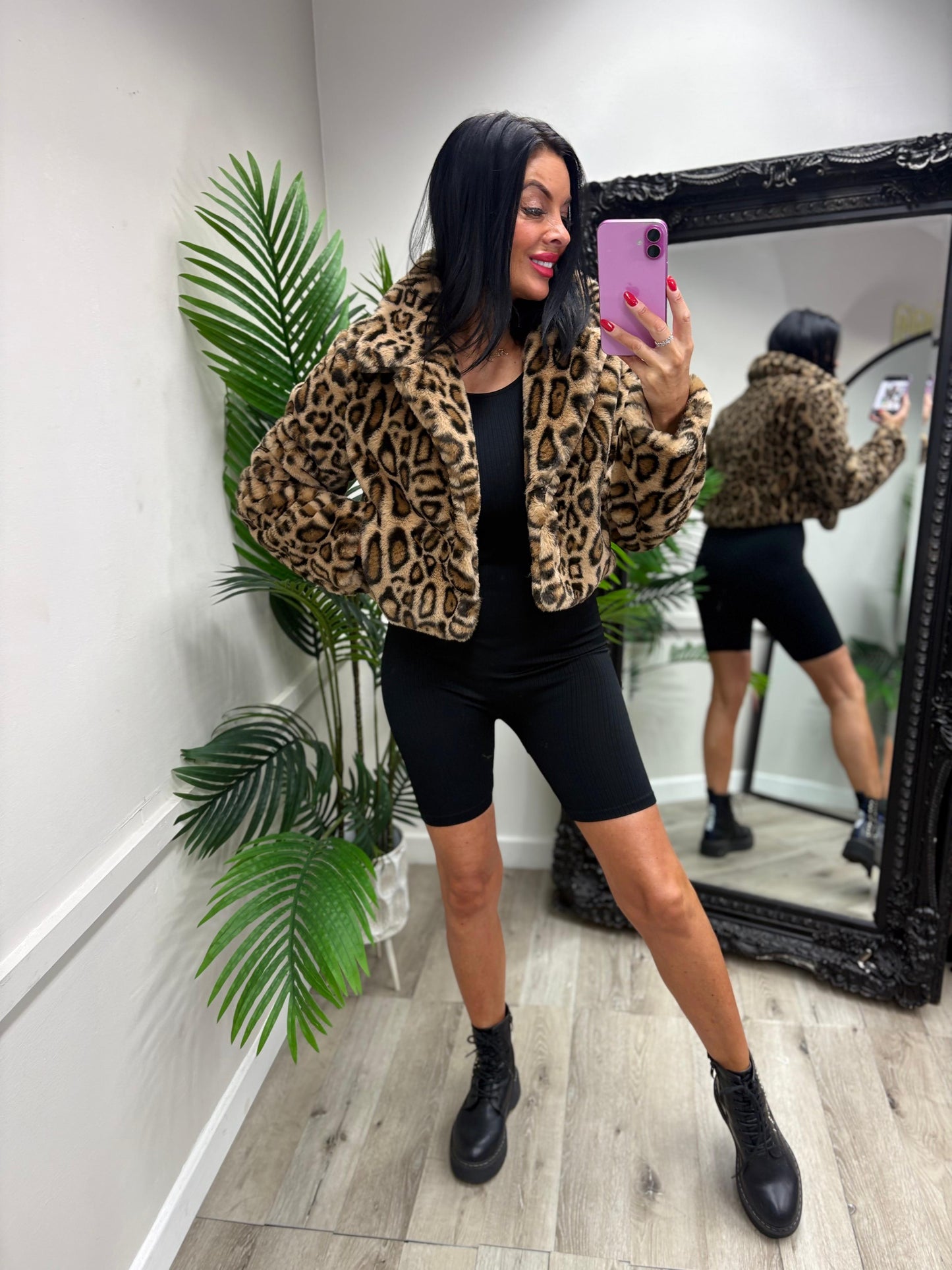 PRE ORDER - Arriving 11th Aug)Tanya Faux Fur Jacket - Leopard