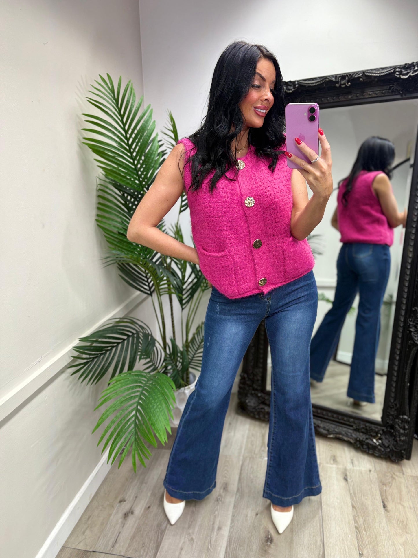 Shakira Button Top - Pink