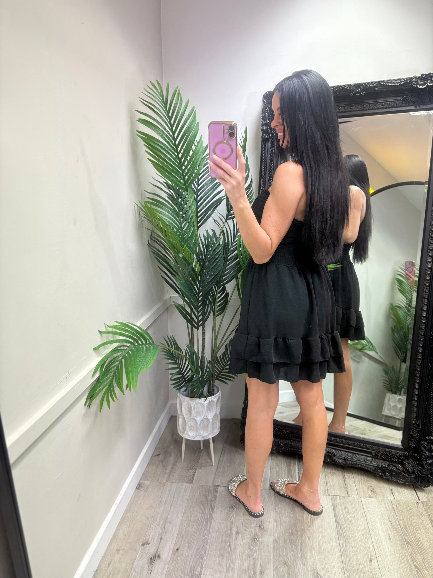 Yasmin Ruffle Dress - Black