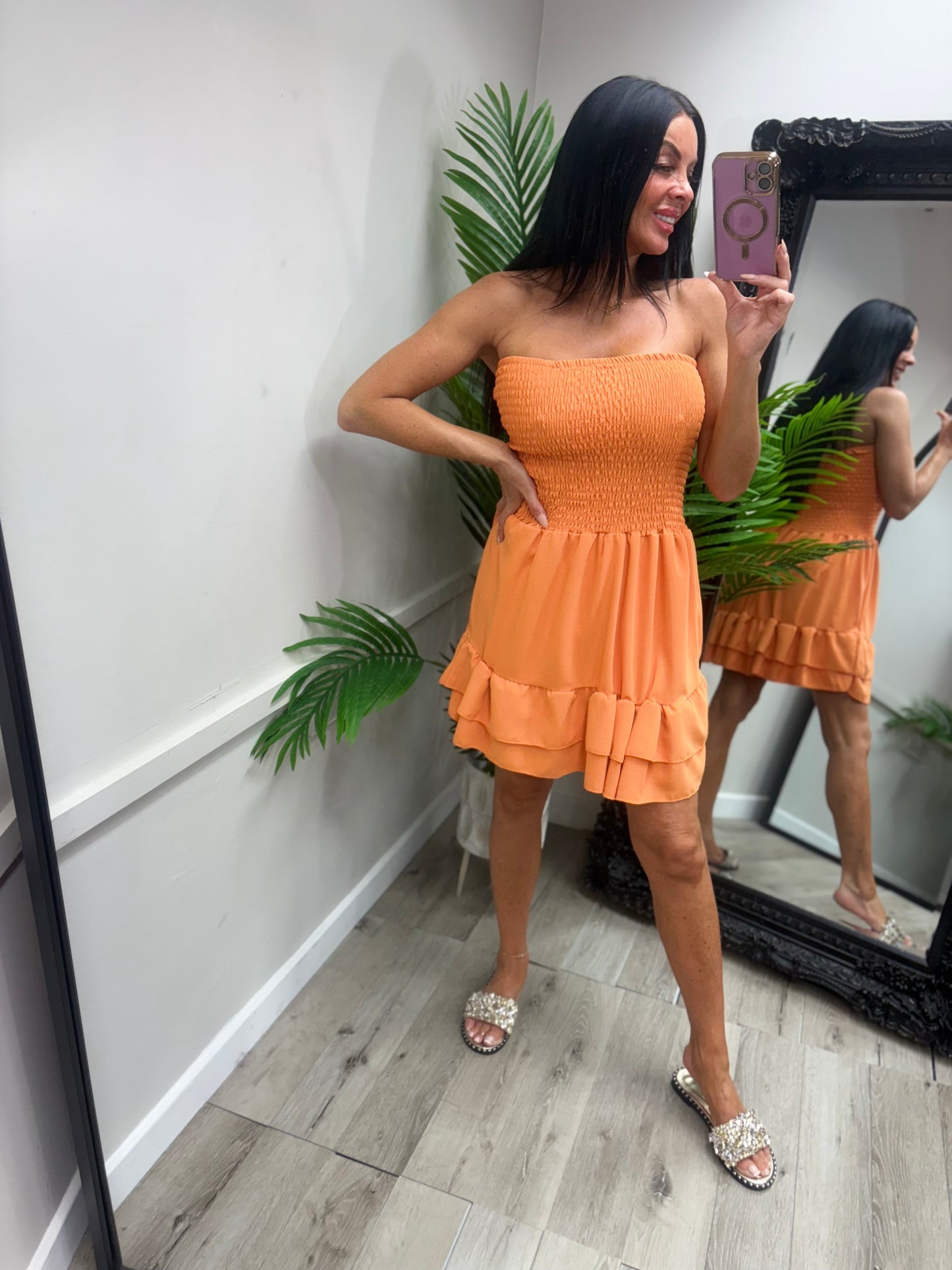 Yasmin Ruffle Dress - Orange