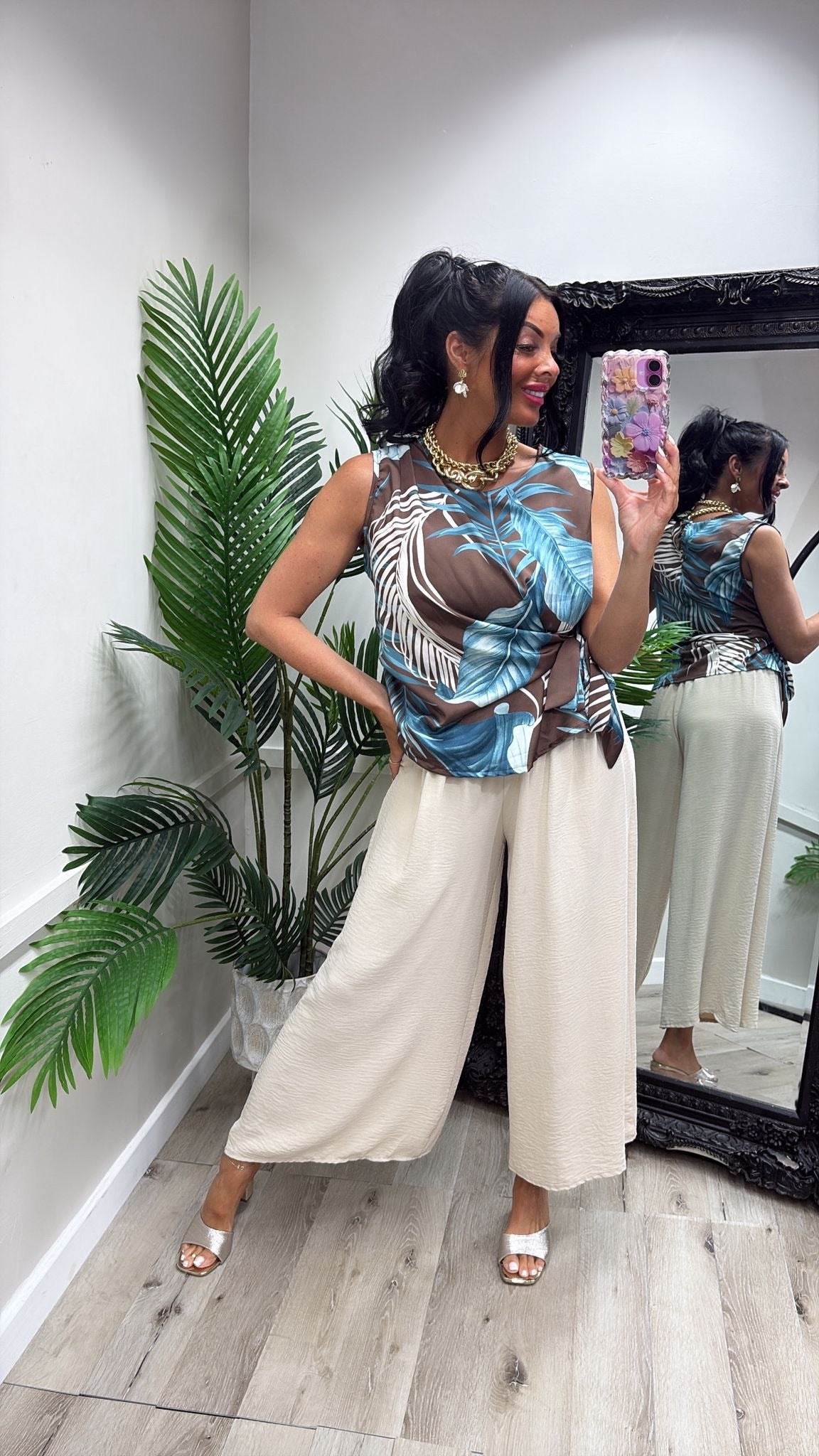 Luna Top - Brown/Blue