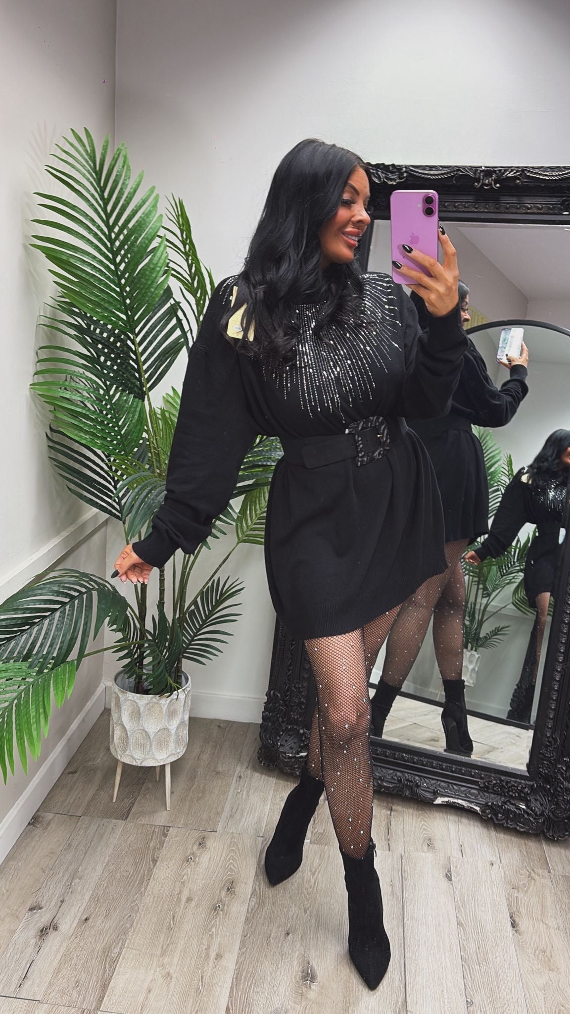 Bling Jumper Dress - Black