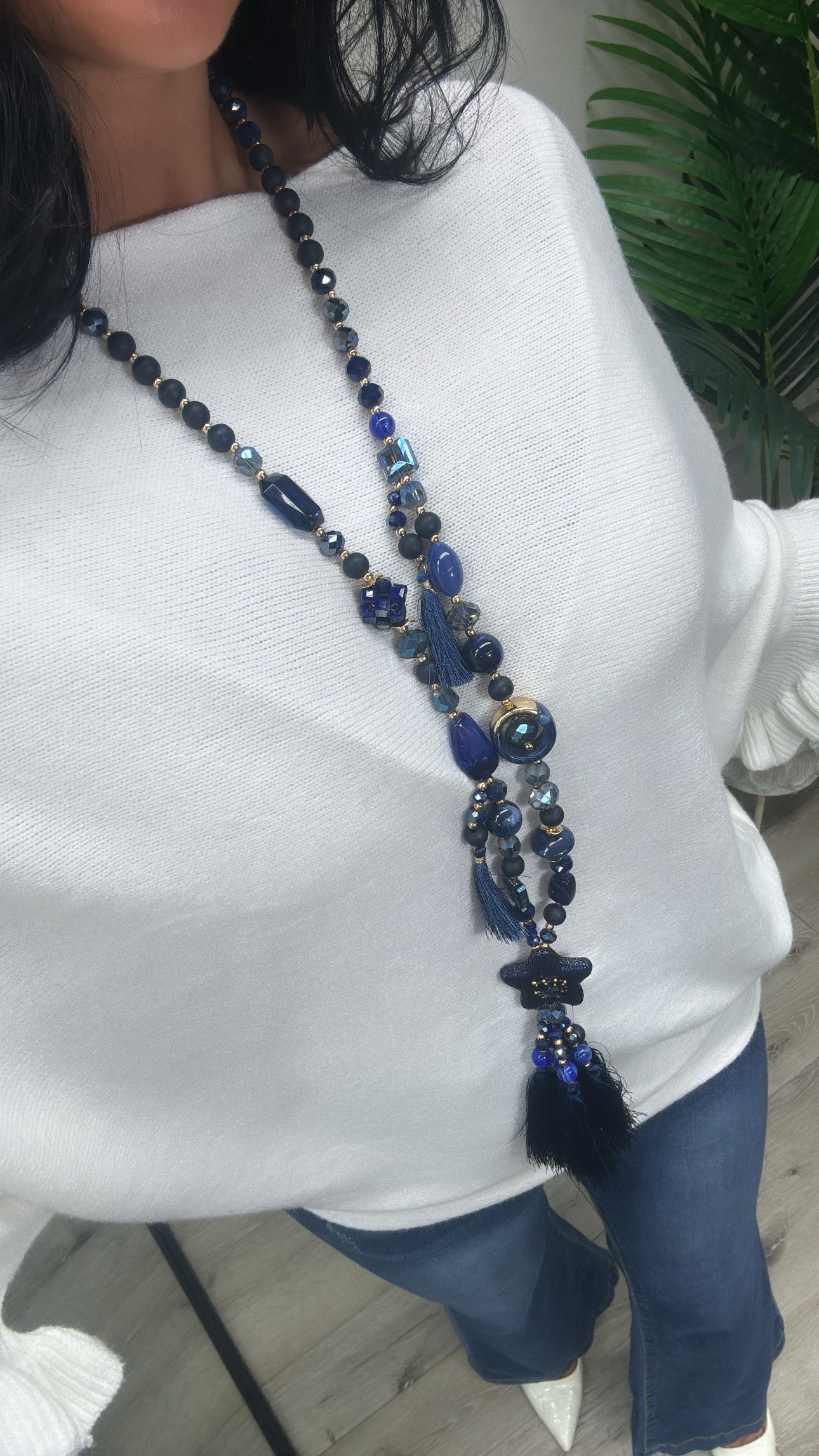 Blue Star Tassel Necklace