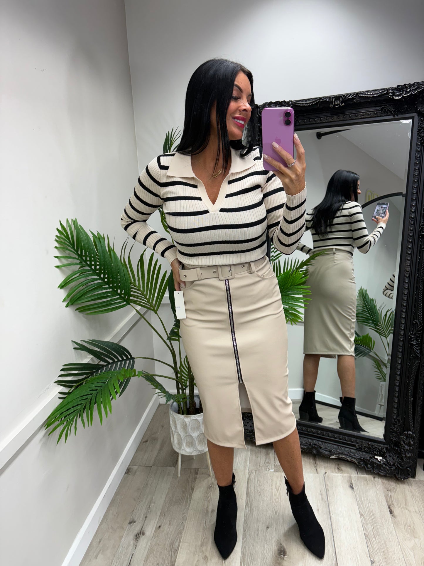 PU Beige Skirt