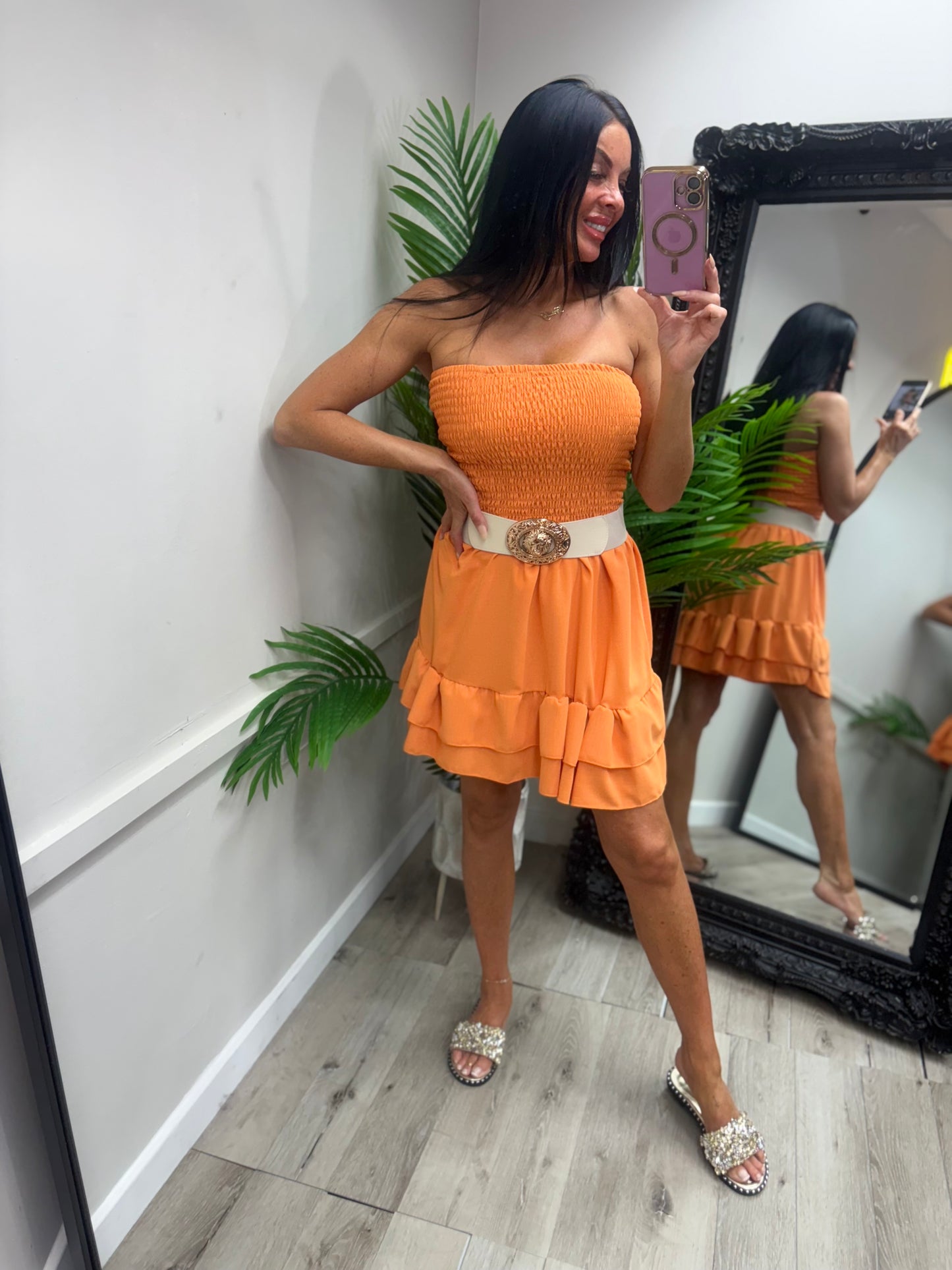 Yasmin Ruffle Dress - Orange
