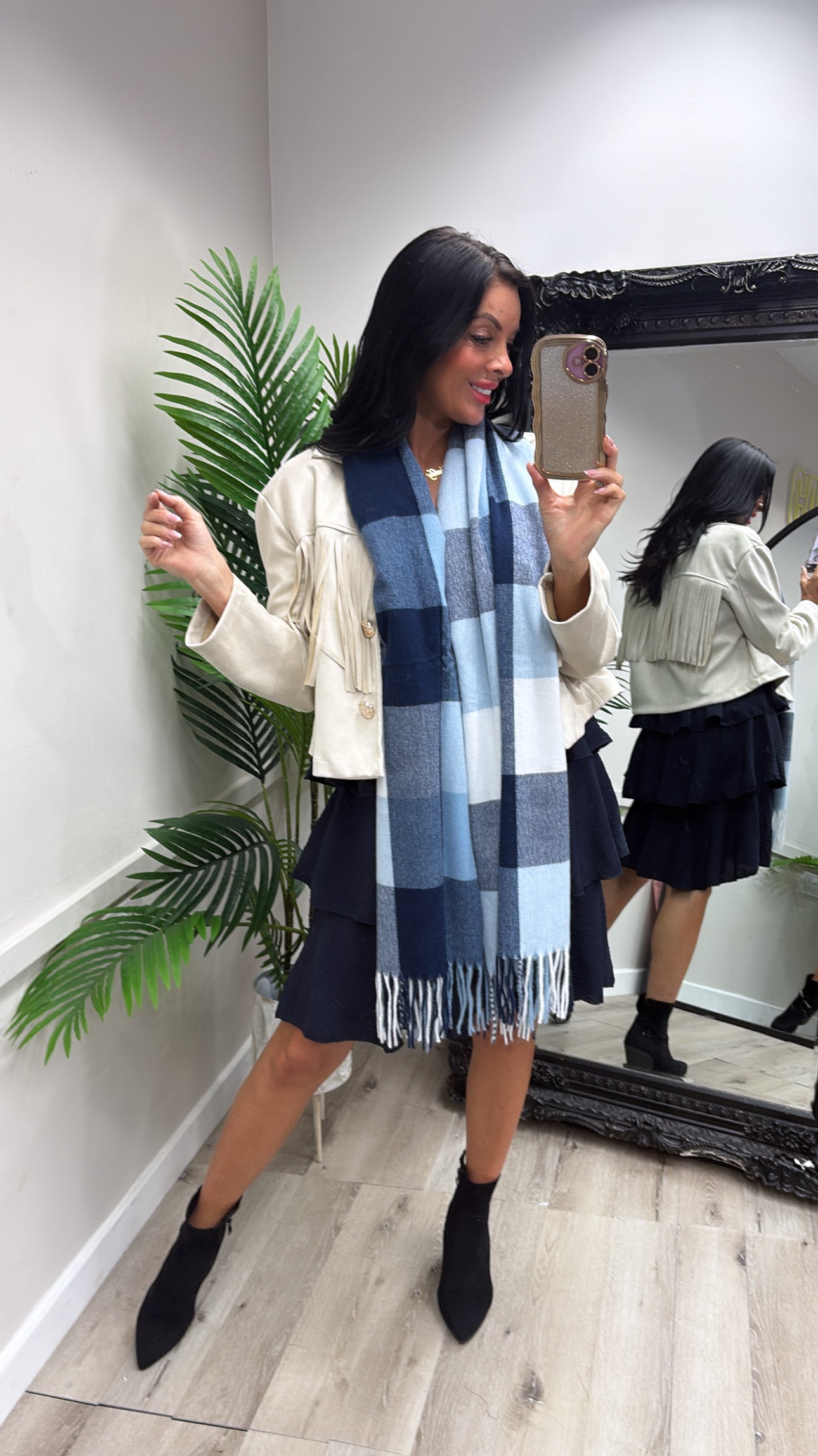 Check Blue Scarf