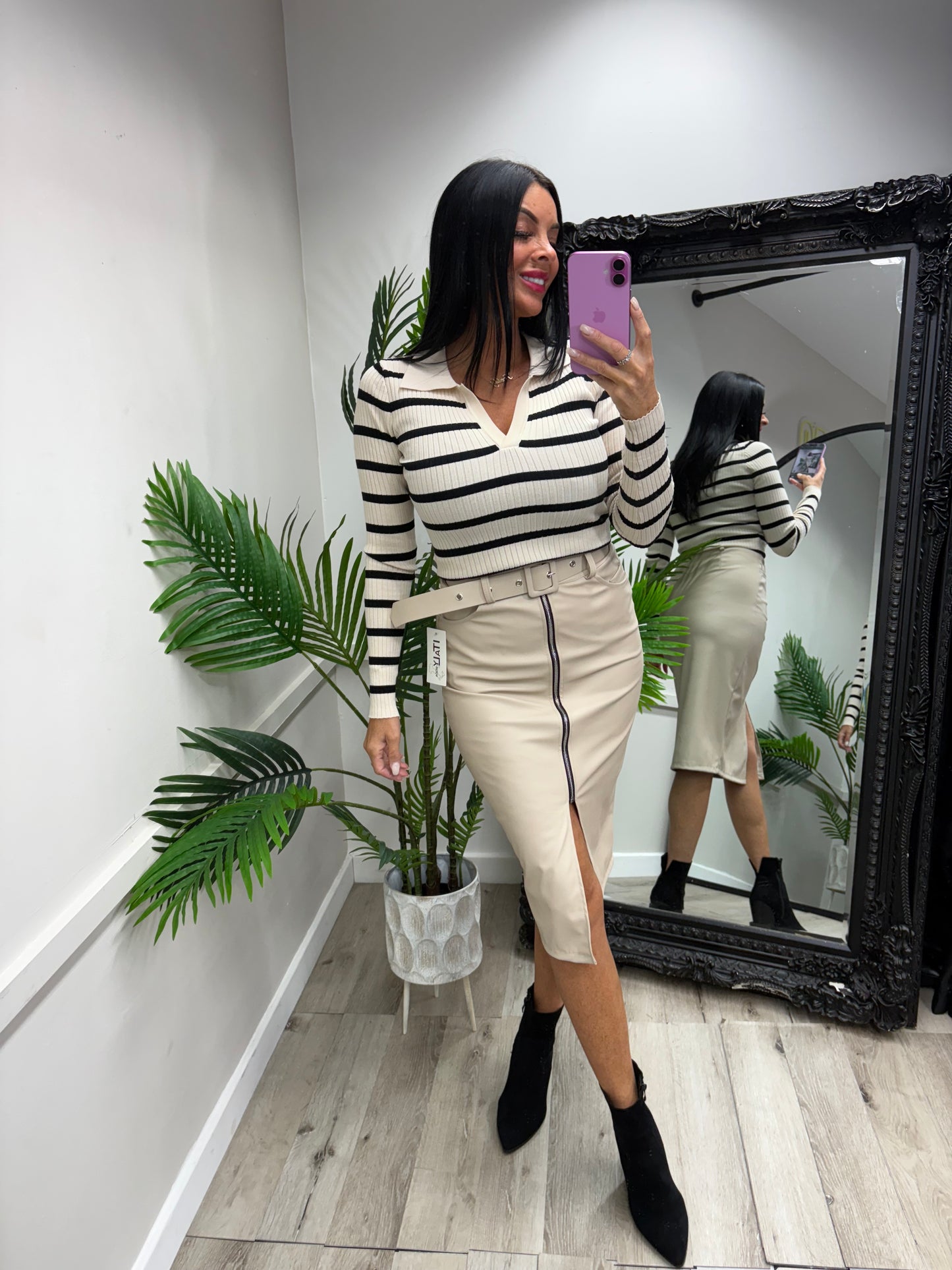 PU Beige Skirt