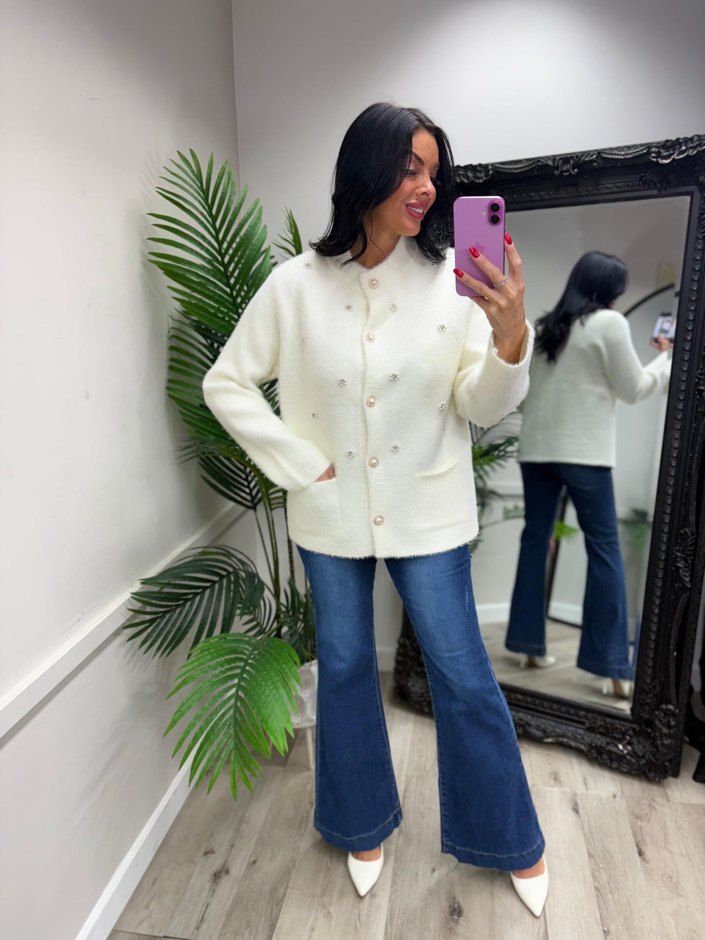 Pearly Cardigan - White